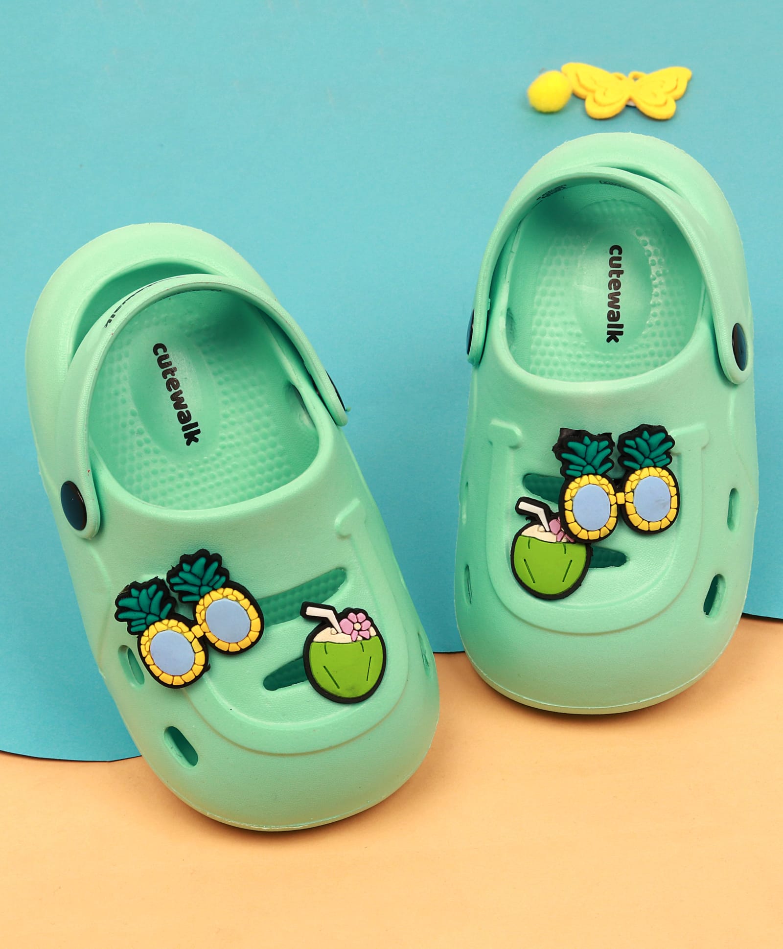 Cute Walk by Babyhug Slip On Clogs With Pineapple Applique - Mint Green-image-5