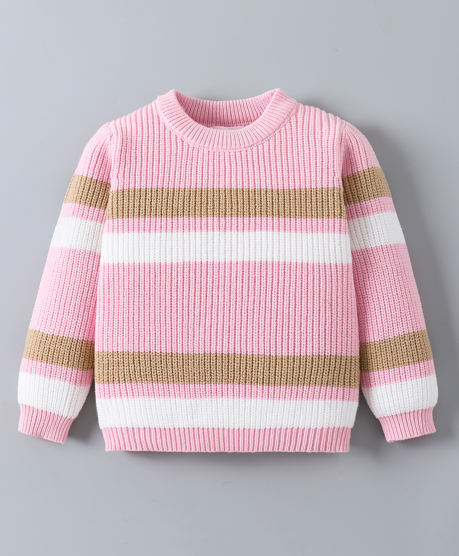 Mark & Mia Viscose Full Sleeves Pullovers with Color Block Design - Pink-image-10