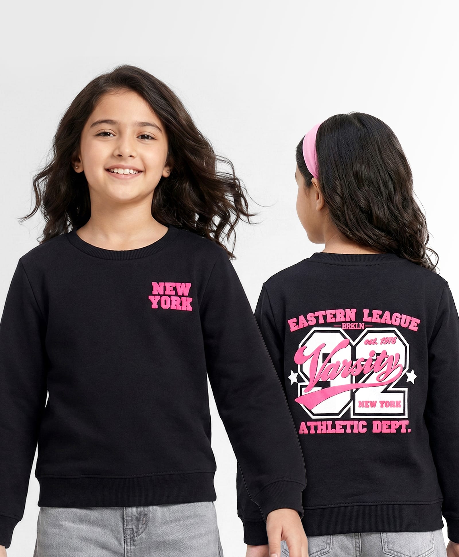 Pine Kids Knit Full Sleeves Sweatshirt with Front & Back Text Graphic - Black-picture-13