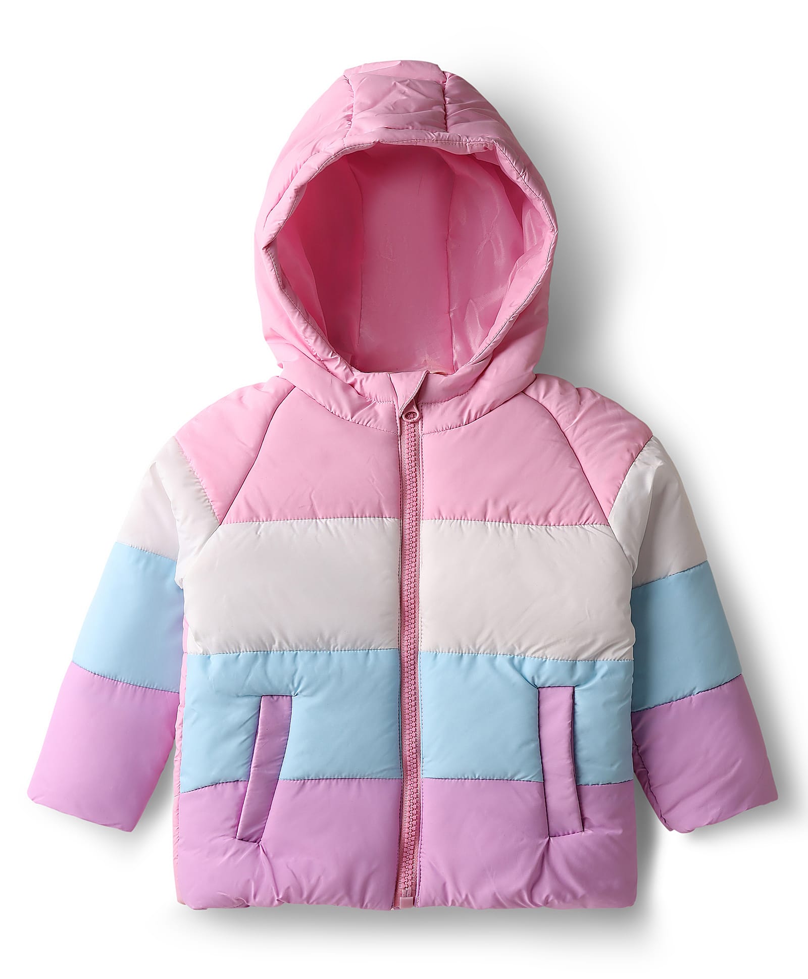 Bonfino Woven Full Raglan Sleeves Padded Hooded Jackets With Colour Block Design - Pink-picture-35