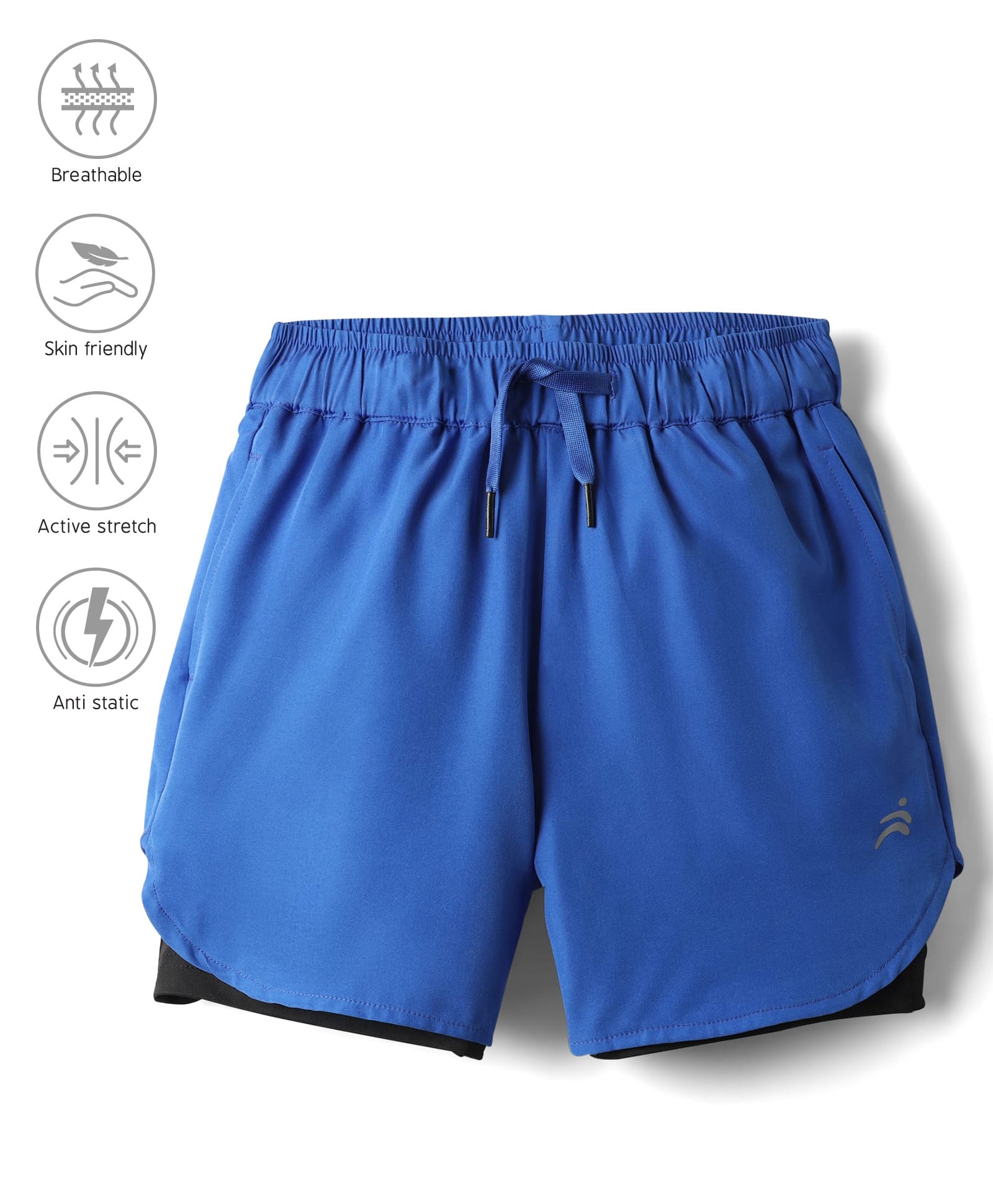 Pine Active Knit Active Stretch Solid Shorts with Tights - Royal Blue