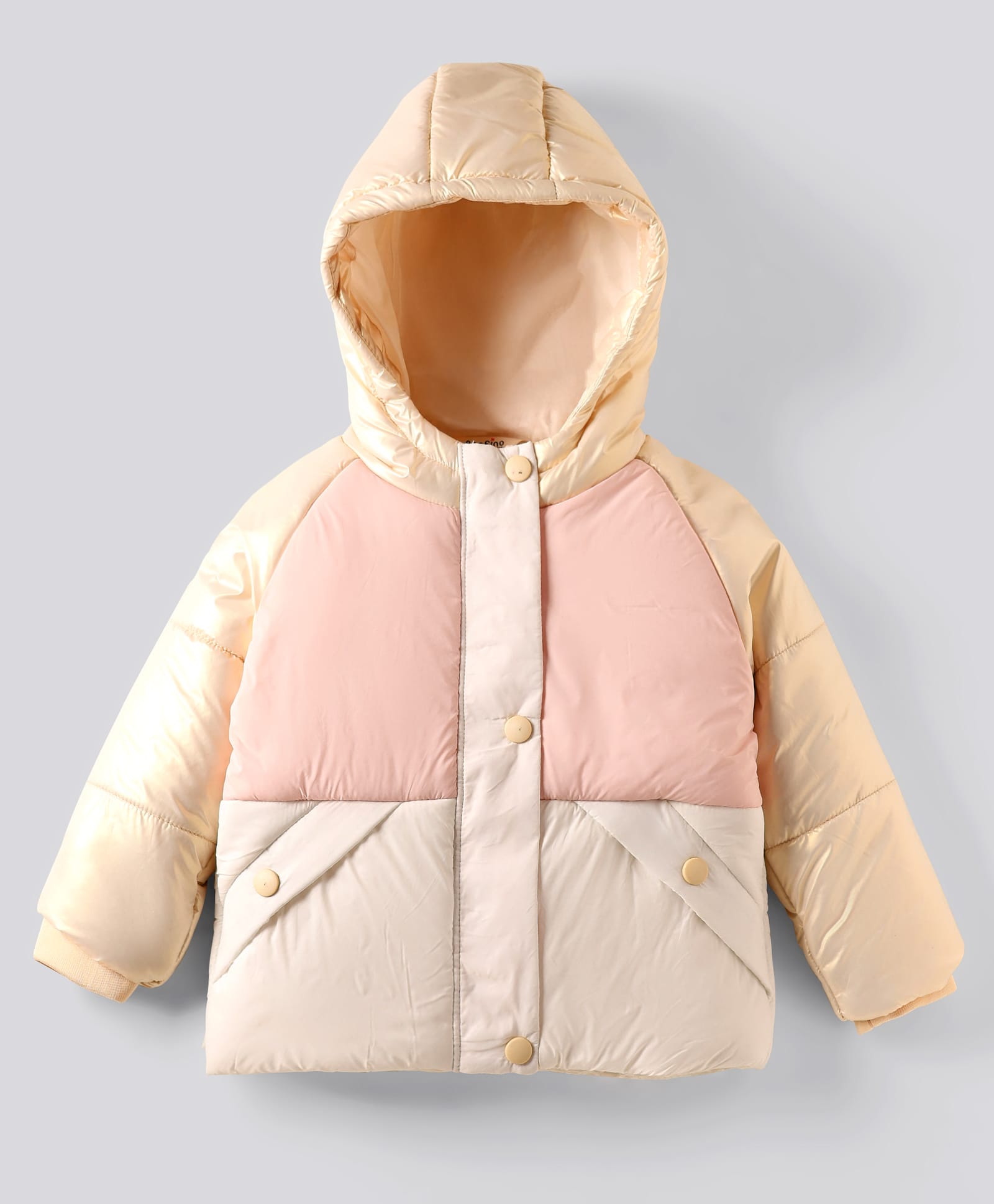 Bonfino Woven Full Raglan Sleeves Hooded Quilted Puffer Jacket With Color Block Design - Multicolor-picture-18