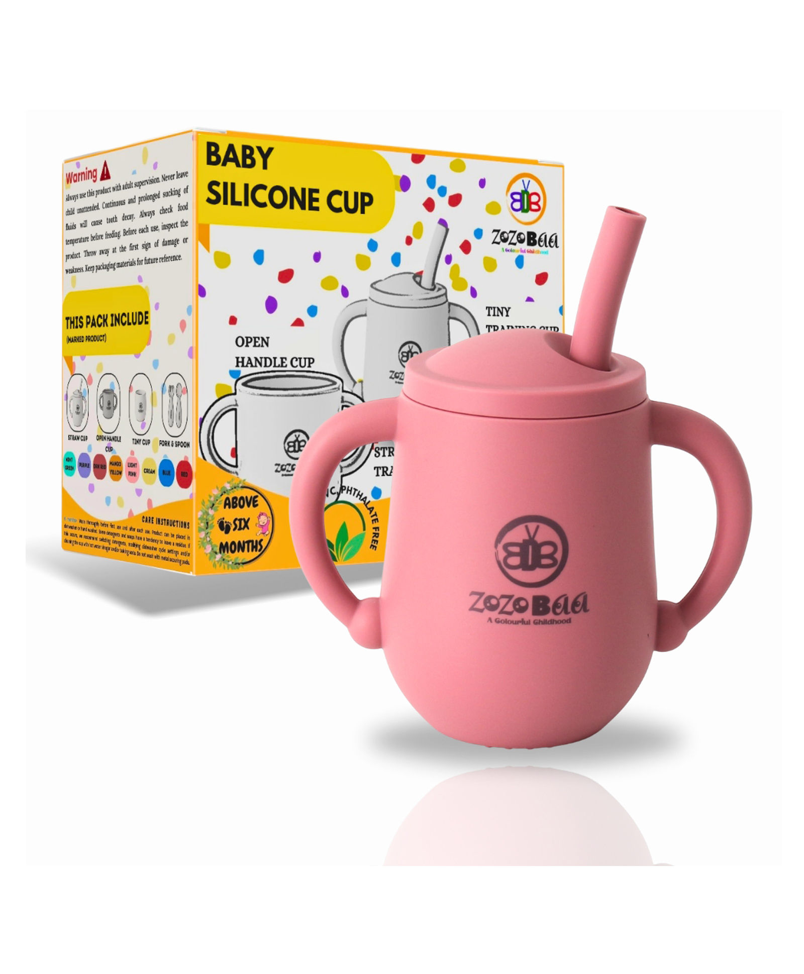 ZoZoBaa Small Silicone Drinking Training Sippy Cup/Glass with Straw, Lid & Easy Grip Handles for Toddlers| Unbreakable 3 in 1-Open,Feeding & Sipper Cup for Kids/Baby 6+ Month, Dark Red - 120 ml-picture-12