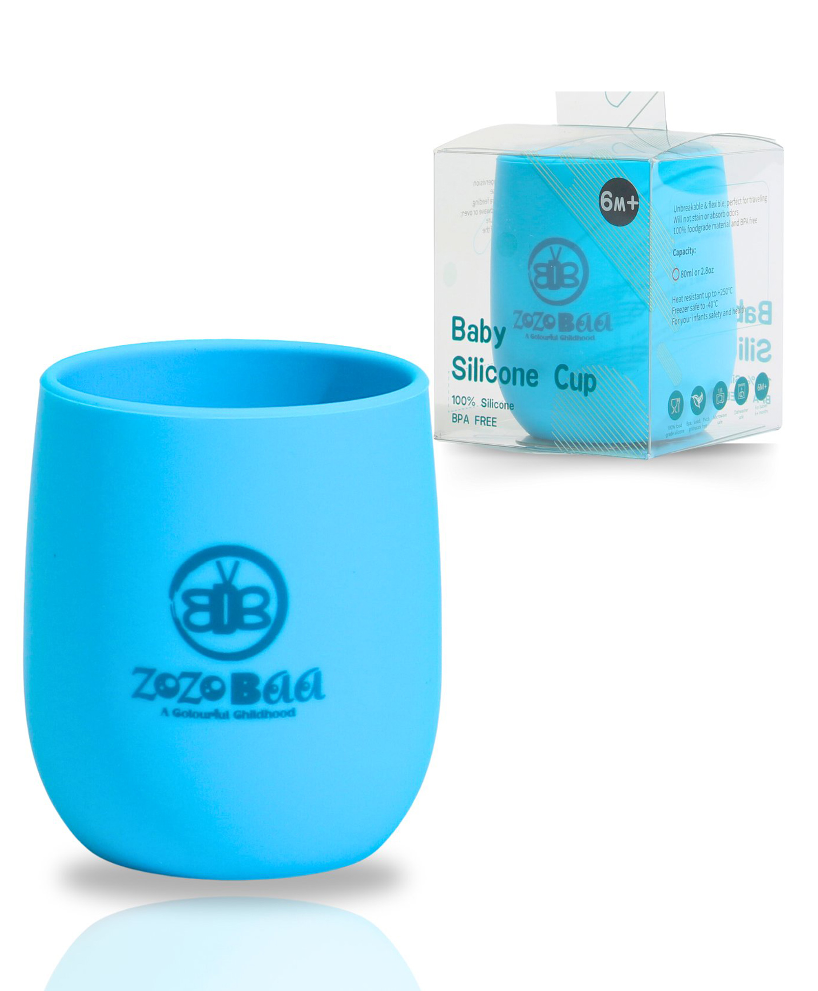 ZoZoBaa Silicone Baby Drinking Cup with Easy Grip | Multipurpose Tiny Cups for Infants First Stage Training | Bpa-Free, Unbreakable Non Sippy Cup for Toddlers (Aqua Blue)-image-25