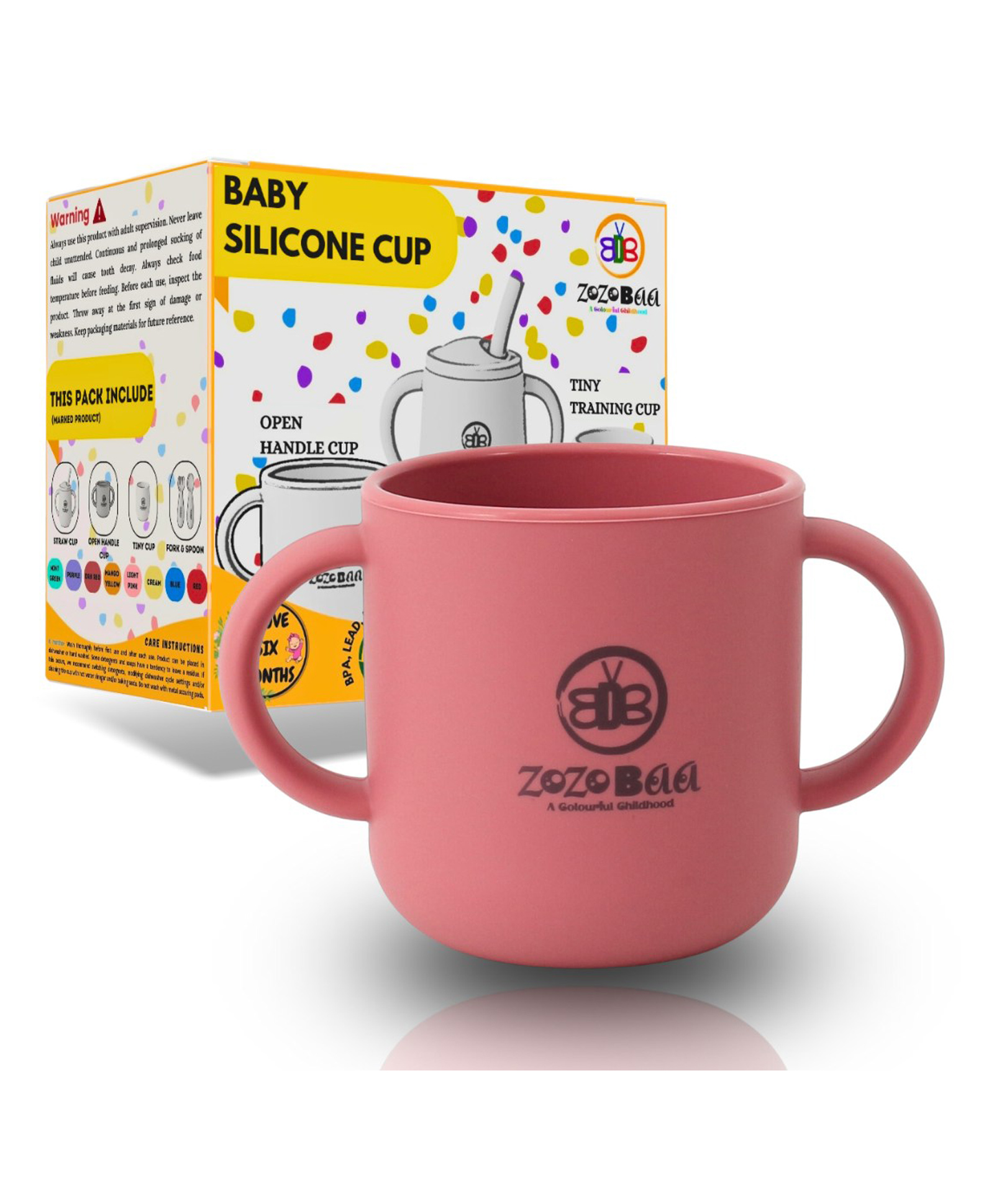 ZoZoBaa Silicone Baby Drinking Open Cup with Two Handles | Multipurpose Tiny Cups for Infant's First Stage Training | Bpa-Free, Unbreakable Non Sippy Cup for Toddlers (Dark Red)- 160 ml-image-32