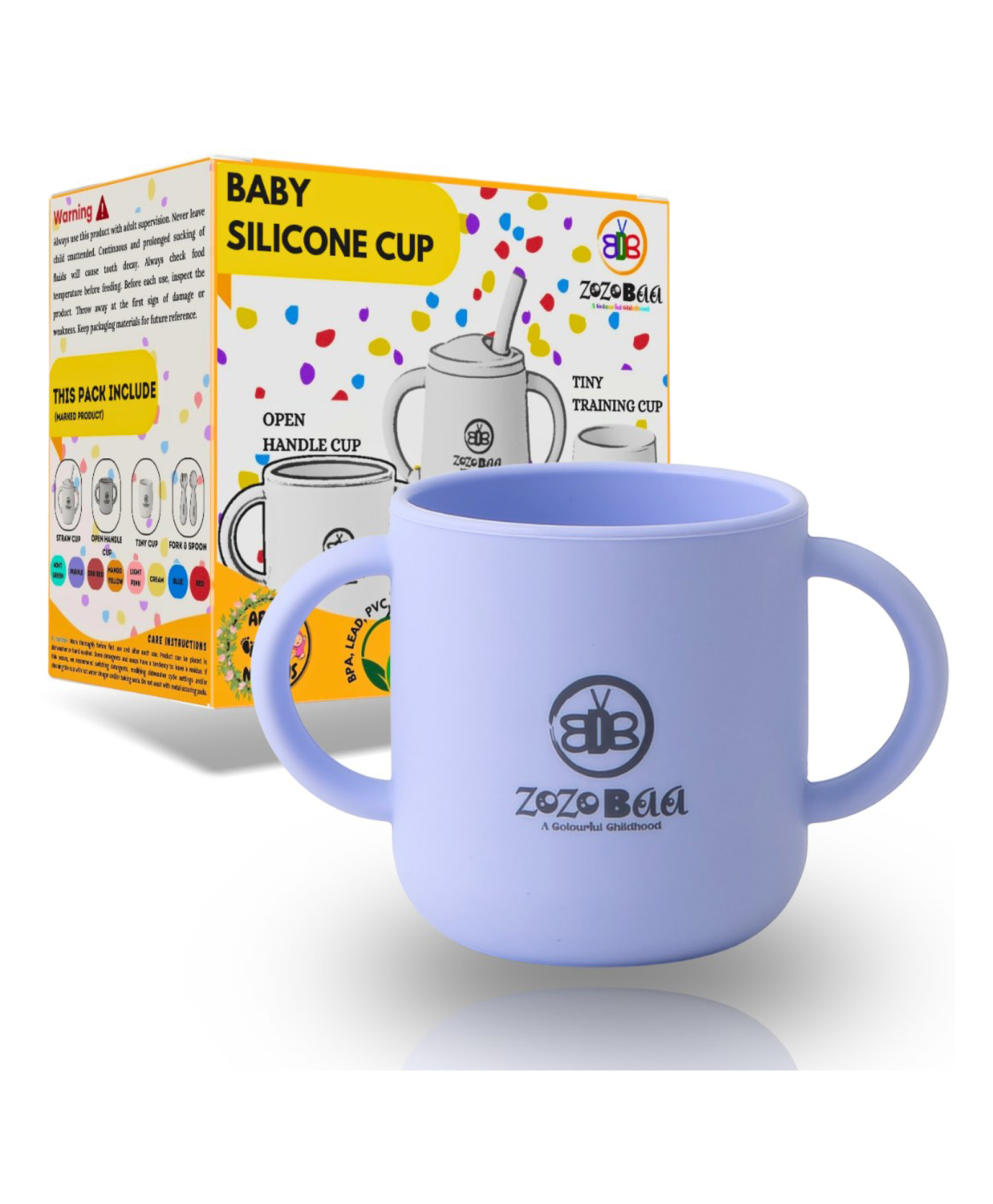 ZoZoBaa Silicone Baby Drinking Open Cup with Two Handles | Multipurpose Tiny Cups for Infant's First Stage Training | Bpa-Free, Unbreakable Non Sippy Cup for Toddlers (Purple)- 160 ml-image-11