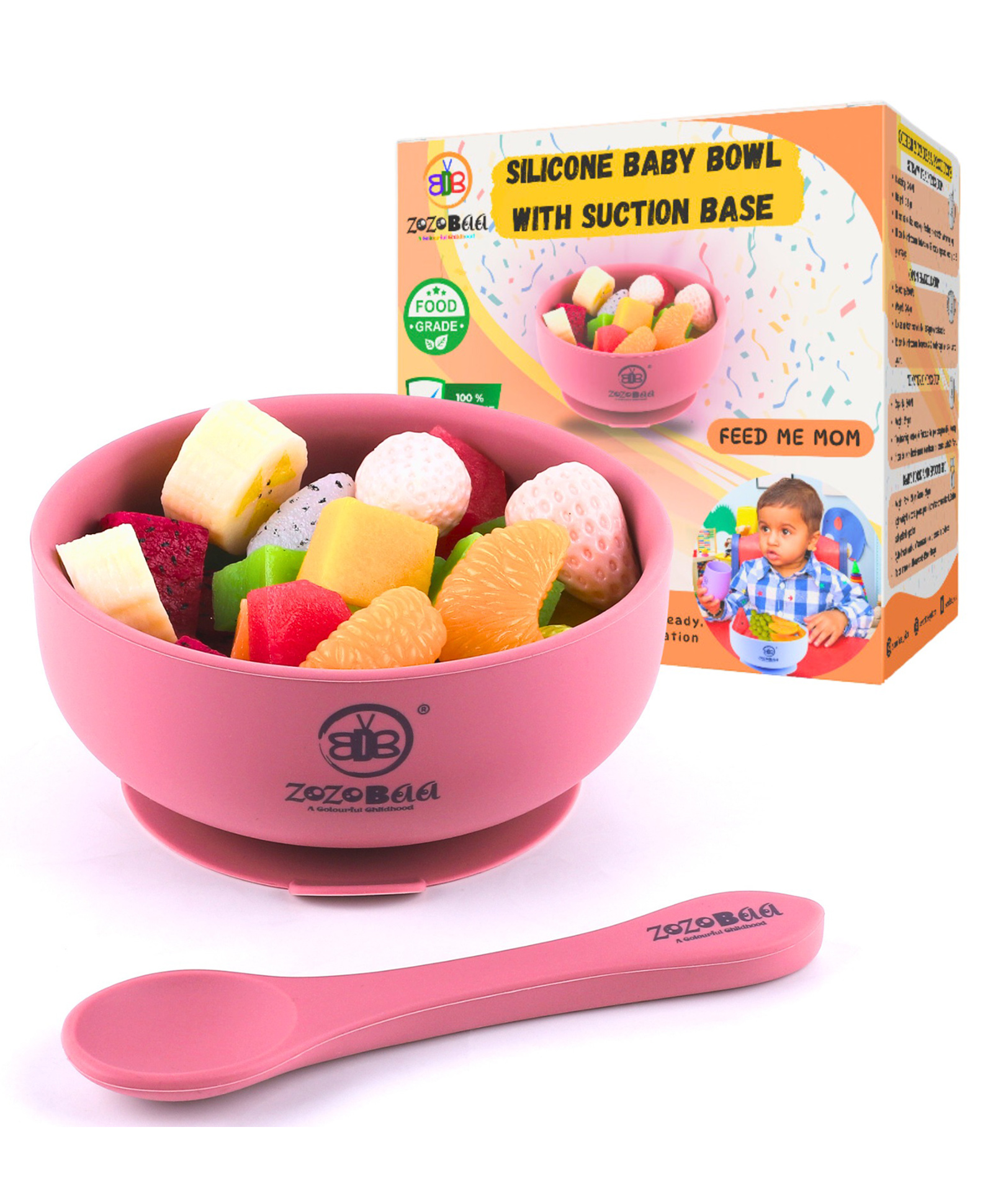 ZoZoBaa Silicone Baby Bowl | Extra Strong Suction Base, Non-Slip Design, 100% Food Grade BPA-Free Bowls for Babies & Toddlers |Training Essentials for BLW, First Stage Feeding | Dark Red - 325 ml-image-22