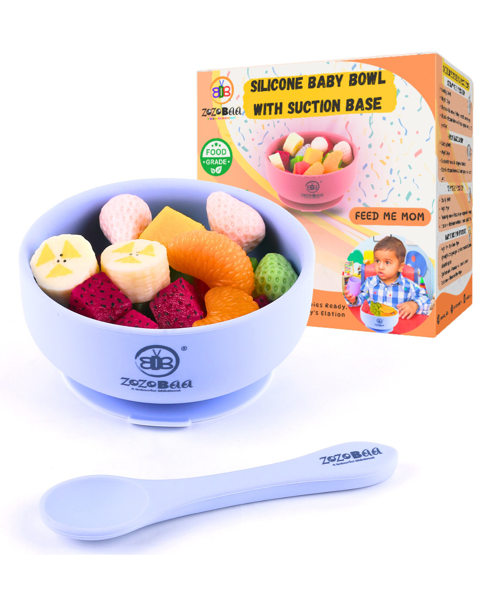 ZoZoBaa Silicone Baby Bowl | Extra Strong Suction Base, Non-Slip Design, 100% Food Grade BPA-Free Bowls for Babies & Toddlers Microwave Safe, Purple- 325 ml-image-38