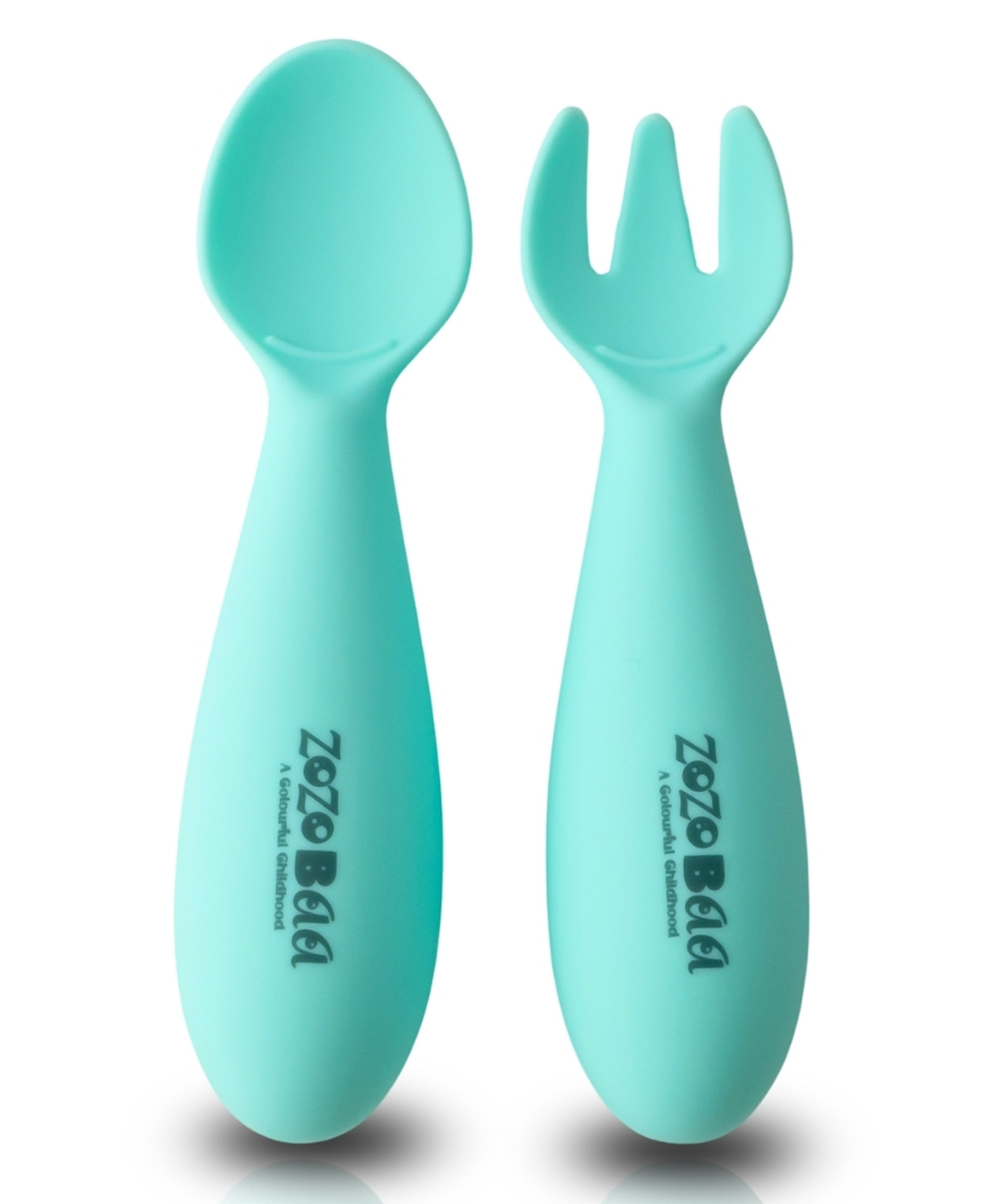 ZoZoBaa Baby Weaning Spoon & Fork Set, Chewable Silicone Utensils for Training Infants, Baby Led Self Feeding, 6 M+| Gum Friendly, BPA Free, Dishwasher Safe, Unbreakable, 1 Pair, Mint Green-image-8