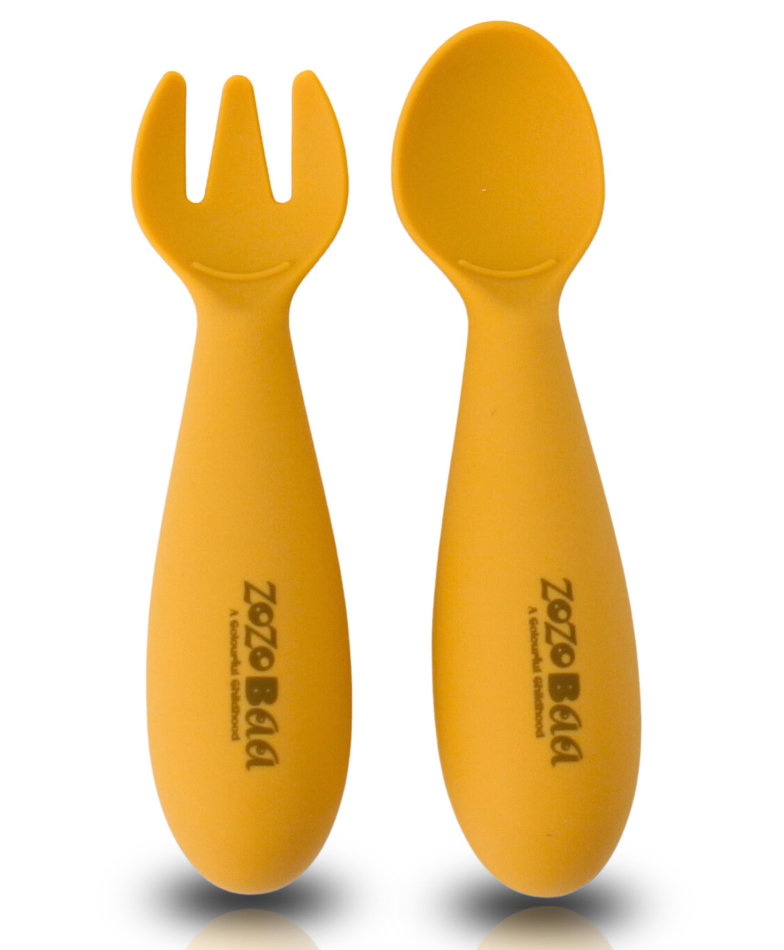 ZoZoBaa Baby Weaning Spoon & Fork Set, Chewable Silicone Utensils for Training Infants, Baby Led Self Feeding, 6 M+| Gum Friendly, BPA Free, Dishwasher Safe, Unbreakable, 1 Pair, Mango Yellow-picture-12