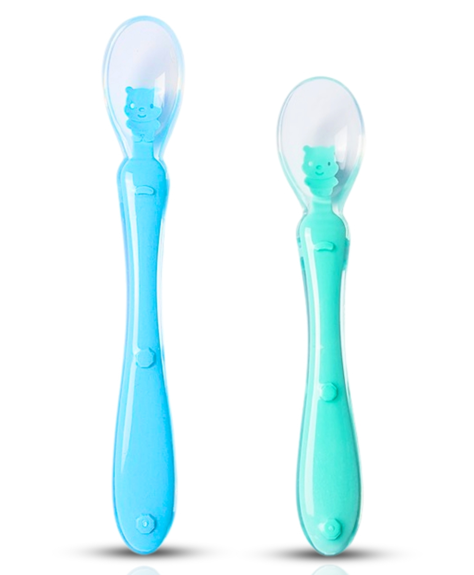 ZoZoBaa Baby Feeding & Weaning Spoon Set of 2 with Ultra Supple 100% Silicone Tip & Ergonomic Handle, BPA Free with Food Grade Material, Self Feeding Utensil for Kids 4 Months+, [Blue Green]-image-33