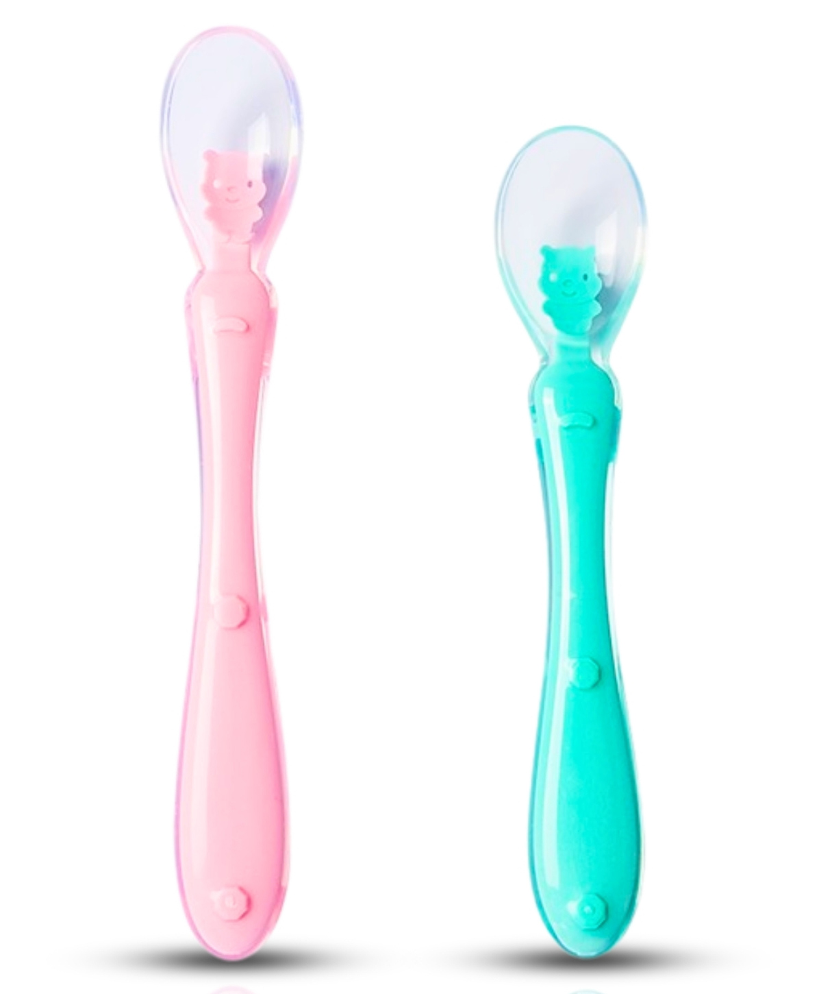 ZoZoBaa Baby Feeding & Weaning Spoon Set of 2 with Ultra Supple 100% Silicone Tip & Ergonomic Handle, BPA Free with Food Grade Material, Self Feeding Utensil for Kids 4 Months+, [Pink Green]-image-20