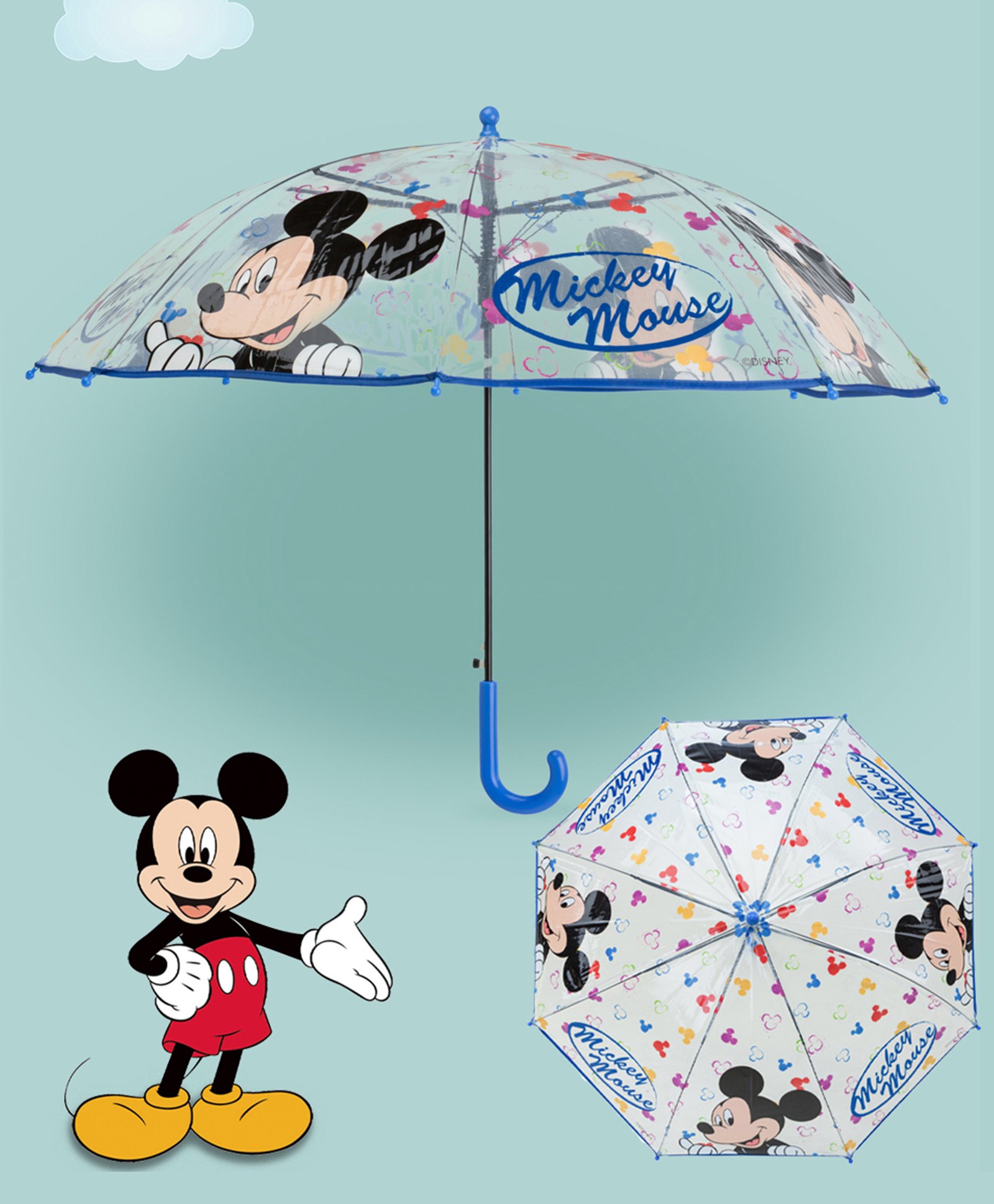 Disney by Yellow Bee Mickey Mouse Designed Transparent Umbrella - Multi Colour