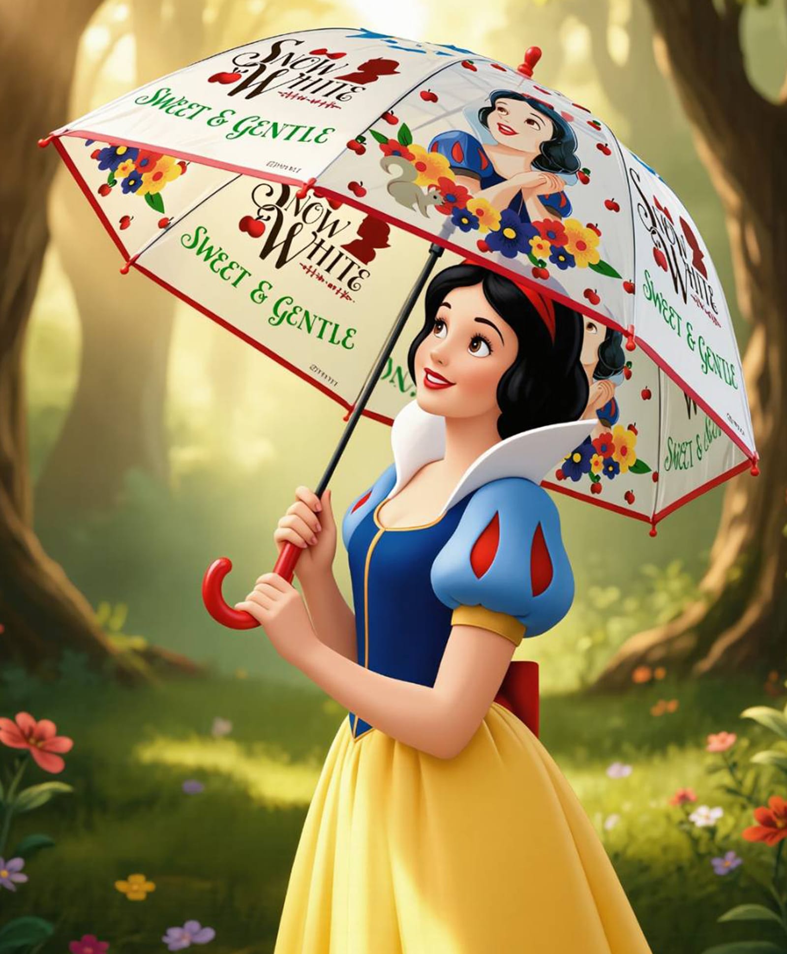 Disney by Yellow Bee Snow White Designed Transparent Umbrella - Multi Colour
