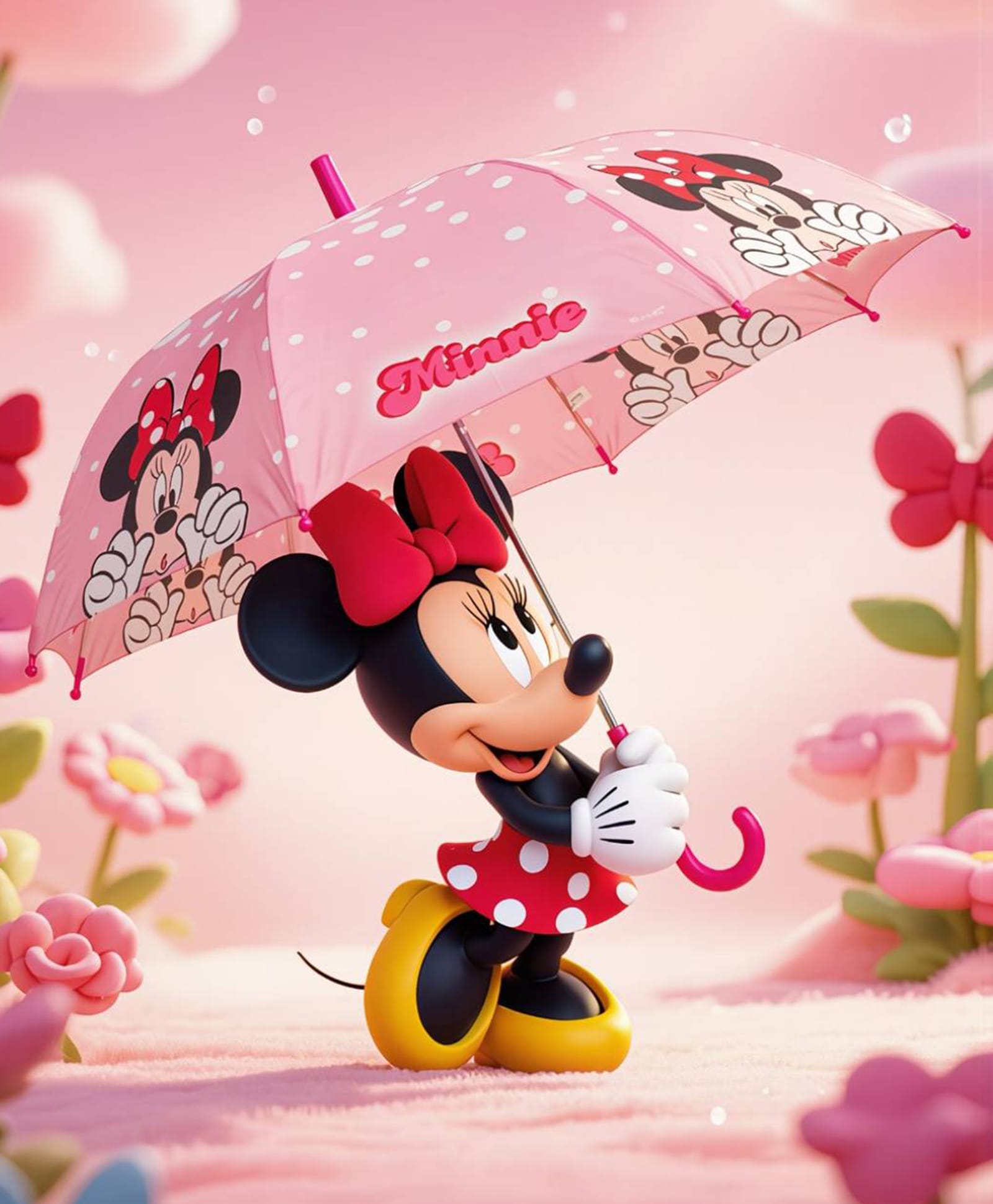 Disney by Yellow Bee Printed Minnie Mouse Character Designed Umbrella - Pink-picture-4