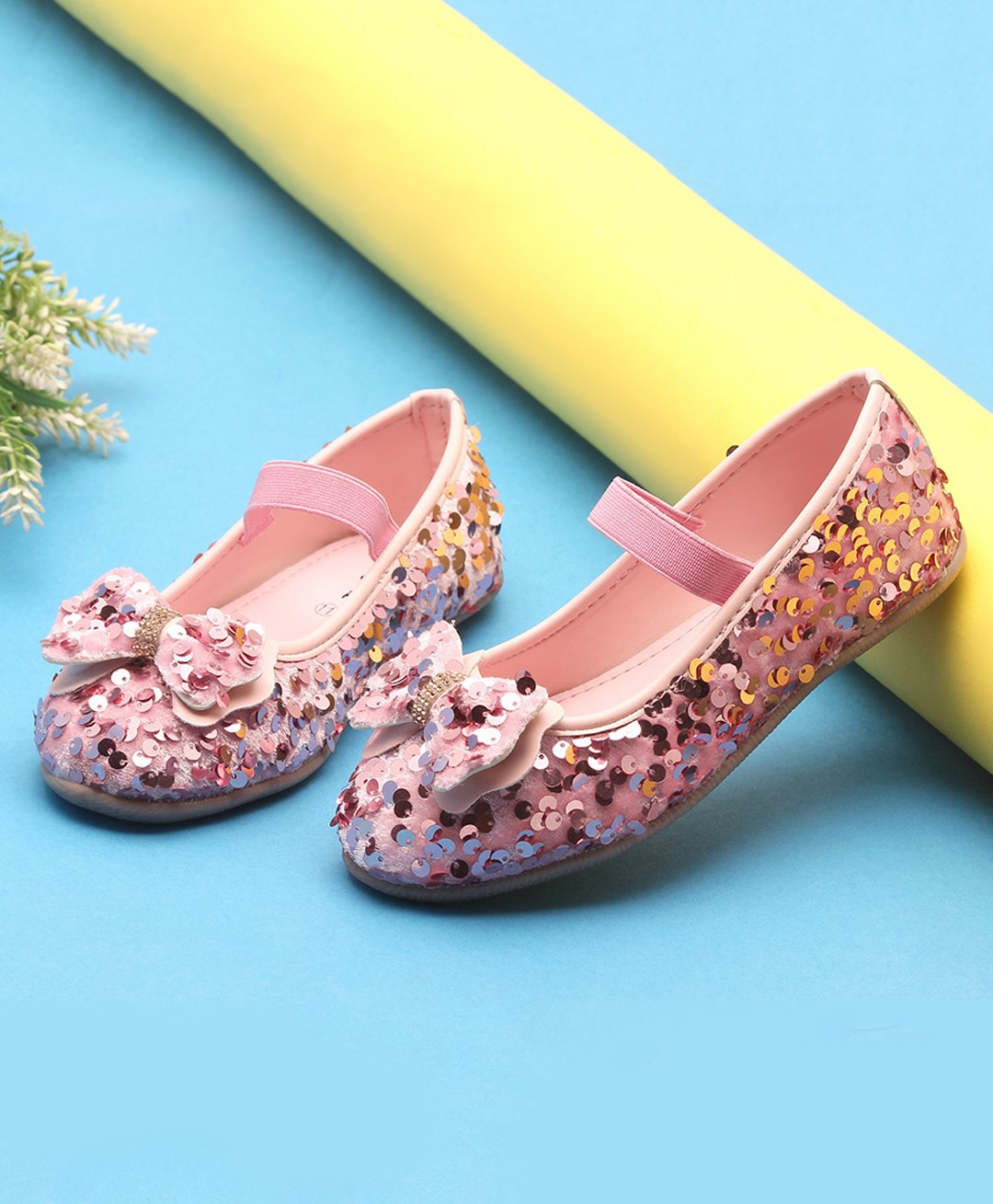 boyz n galz Sequins Embellished Bow Applique Detailed Ballerinas - Pink-image-43