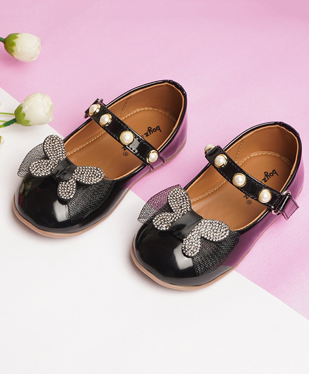 boyz n galz Stones Embellished Butterfly Applique Detailed Ballerinas - Black-image-26