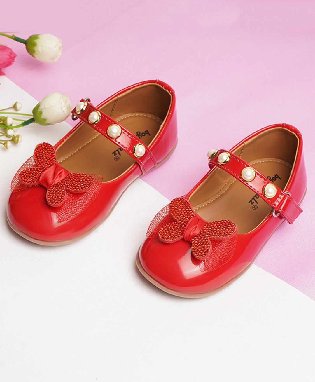 boyz n galz Stones Embellished Butterfly Applique Detailed Ballerinas - Red-image-30