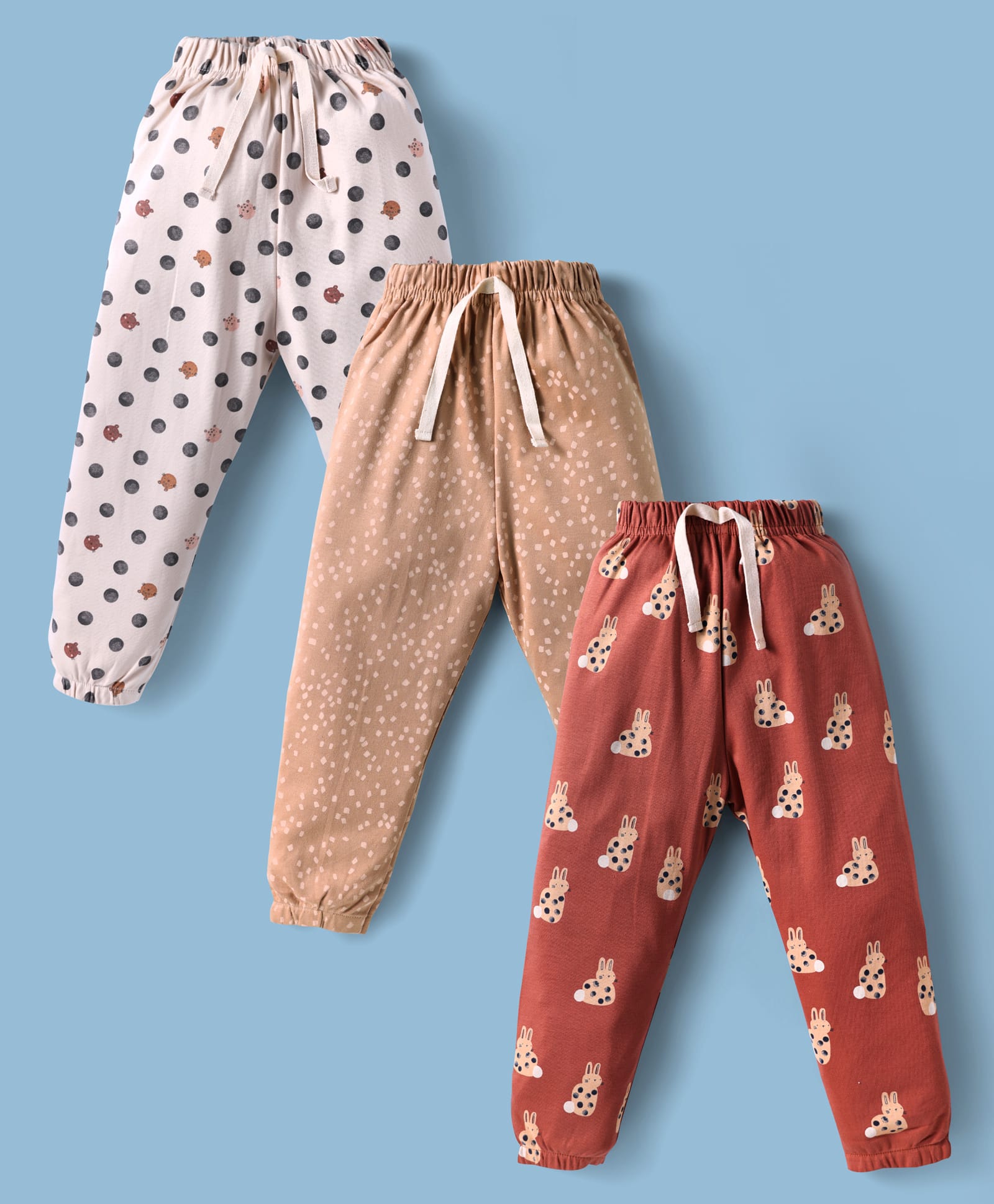 Simply Interlock Knit Full Length Lounge Pants with Polka Dots & Animal Print Pack of 3 - Red White & Tan-image-37