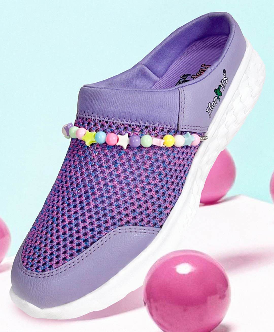 Hopits Mesh Detailed & Stars Designed With Detachable Bracelet Shoes - Purple-picture-18