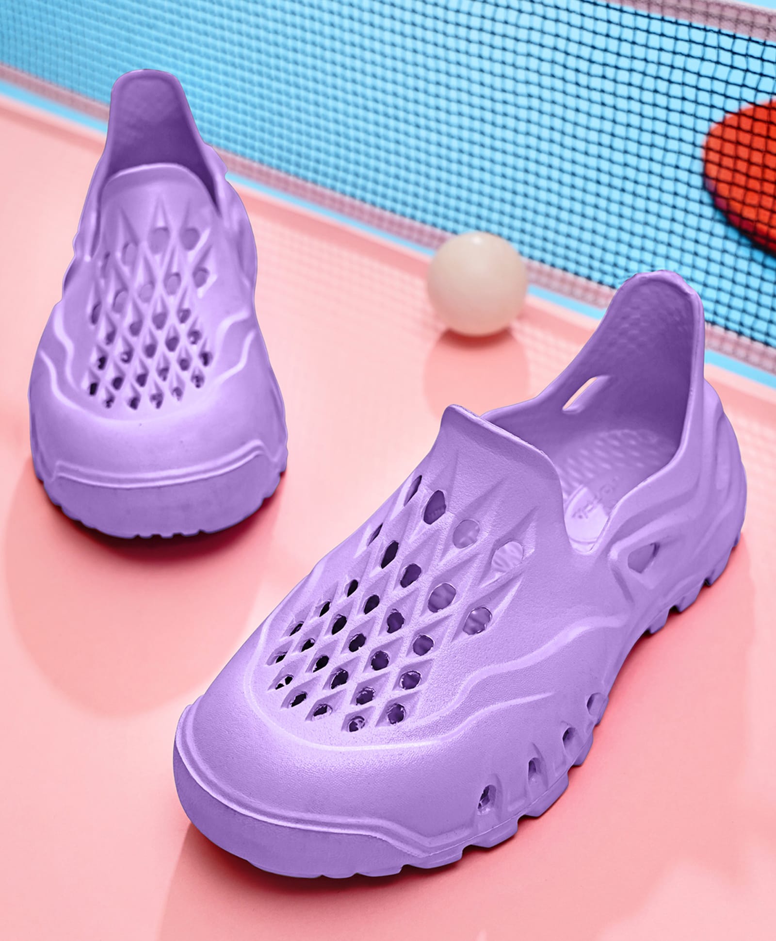 HOPPA SWEDEN Solid Perforated Slip On Clogs - Lavender-picture-24