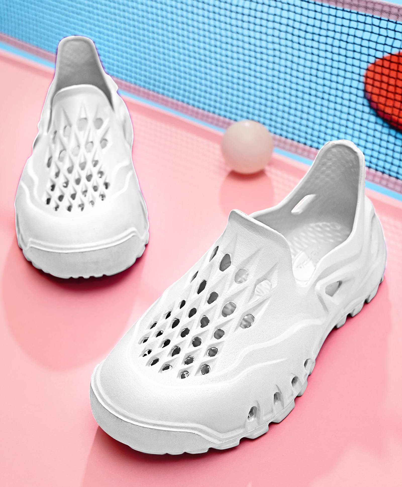 HOPPA SWEDEN Solid Perforated Slip On Clogs - White-picture-36