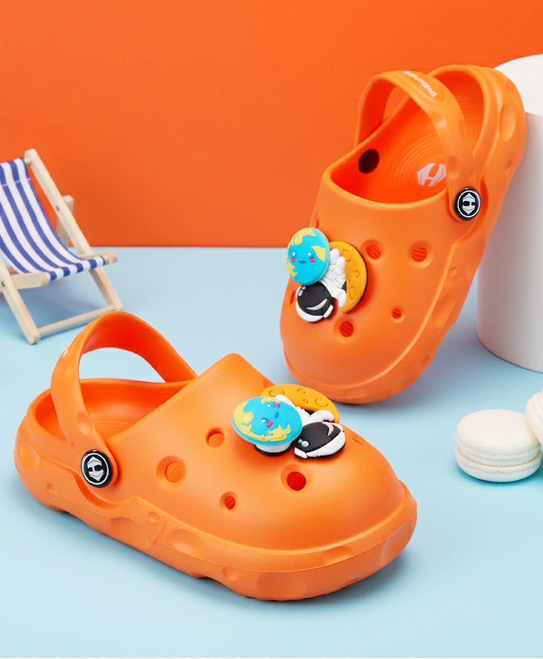 HOPPA SWEDEN Perforated Clogs With Astronaut Charms - Orange-image-35