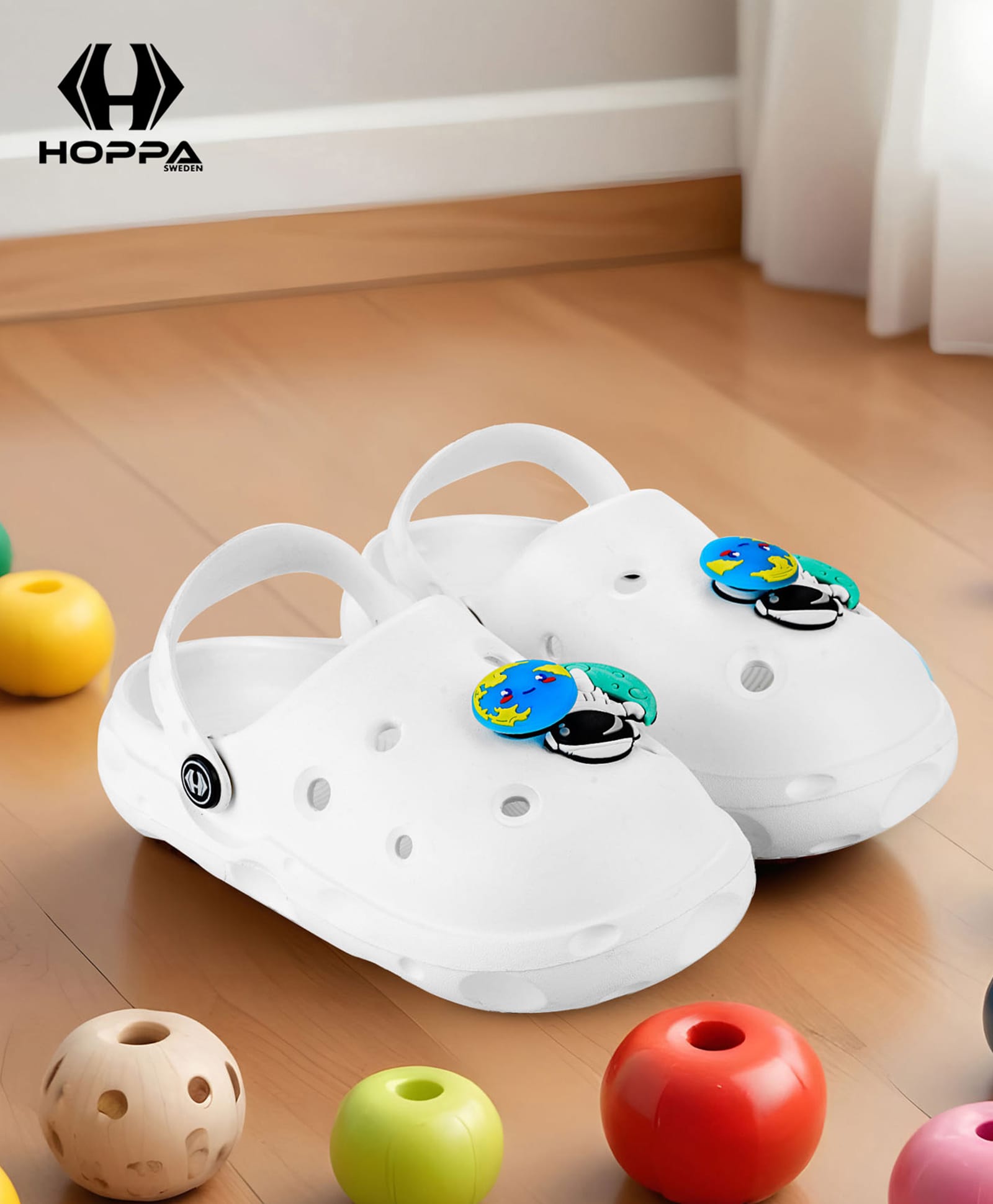 HOPPA SWEDEN Solid Perforated Slip On Clogs - White-picture-38