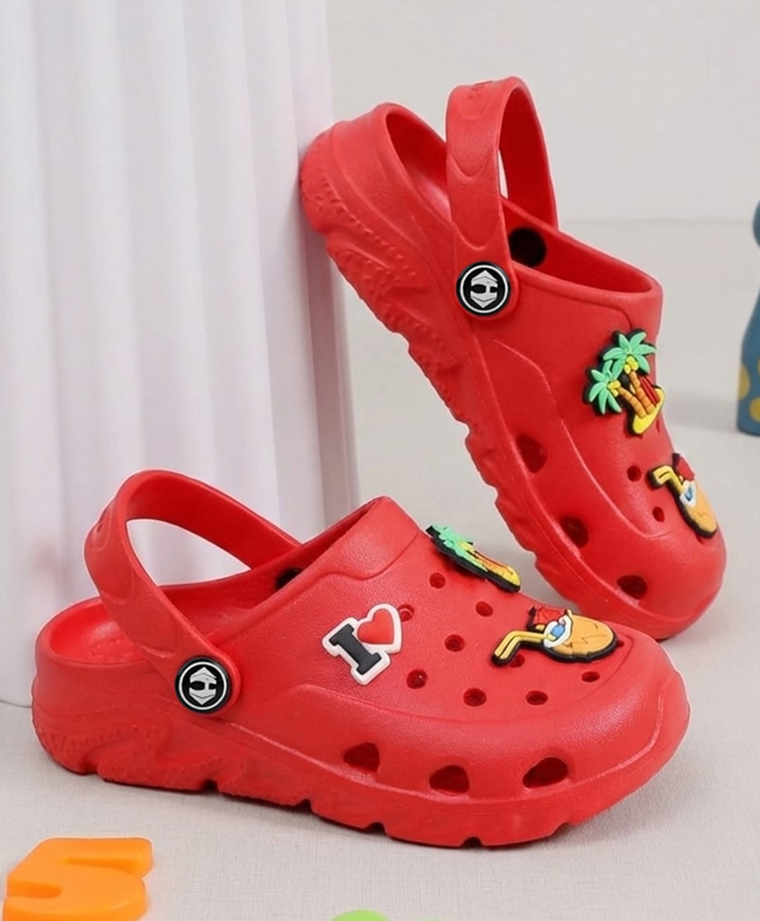 HOPPA SWEDEN Perforated Clogs With Beach Theme Charms - Red-picture-34