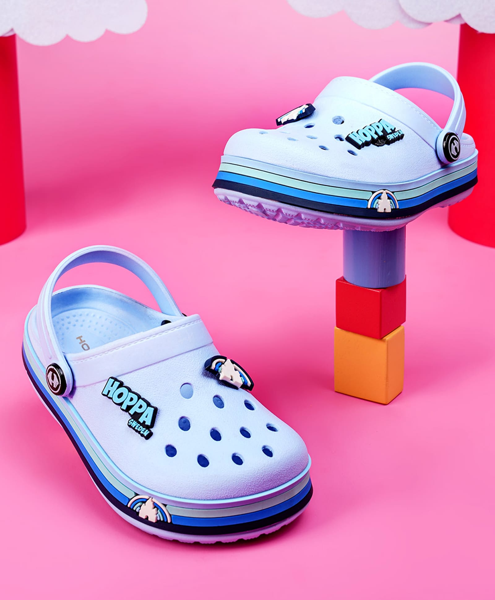 HOPPA SWEDEN Castle Designed Perforated Clogs With Charms - Sky Blue-picture-23