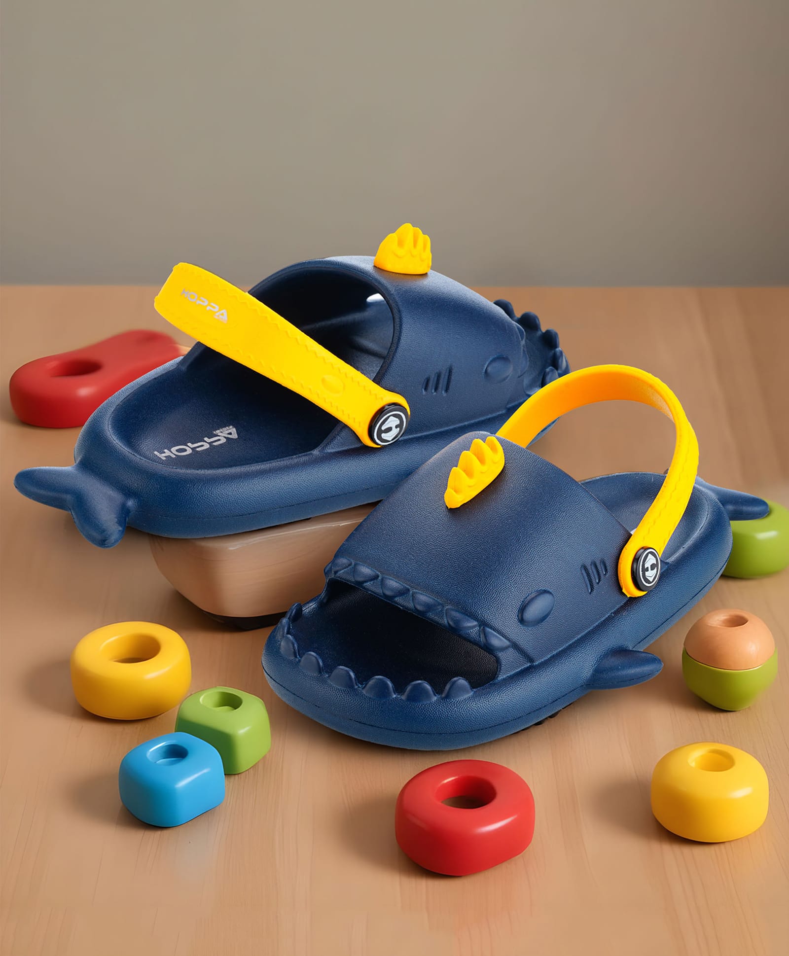 HOPPA SWEDEN Fish Designed Slingback Clogs - Navy Blue & Yellow-picture-18