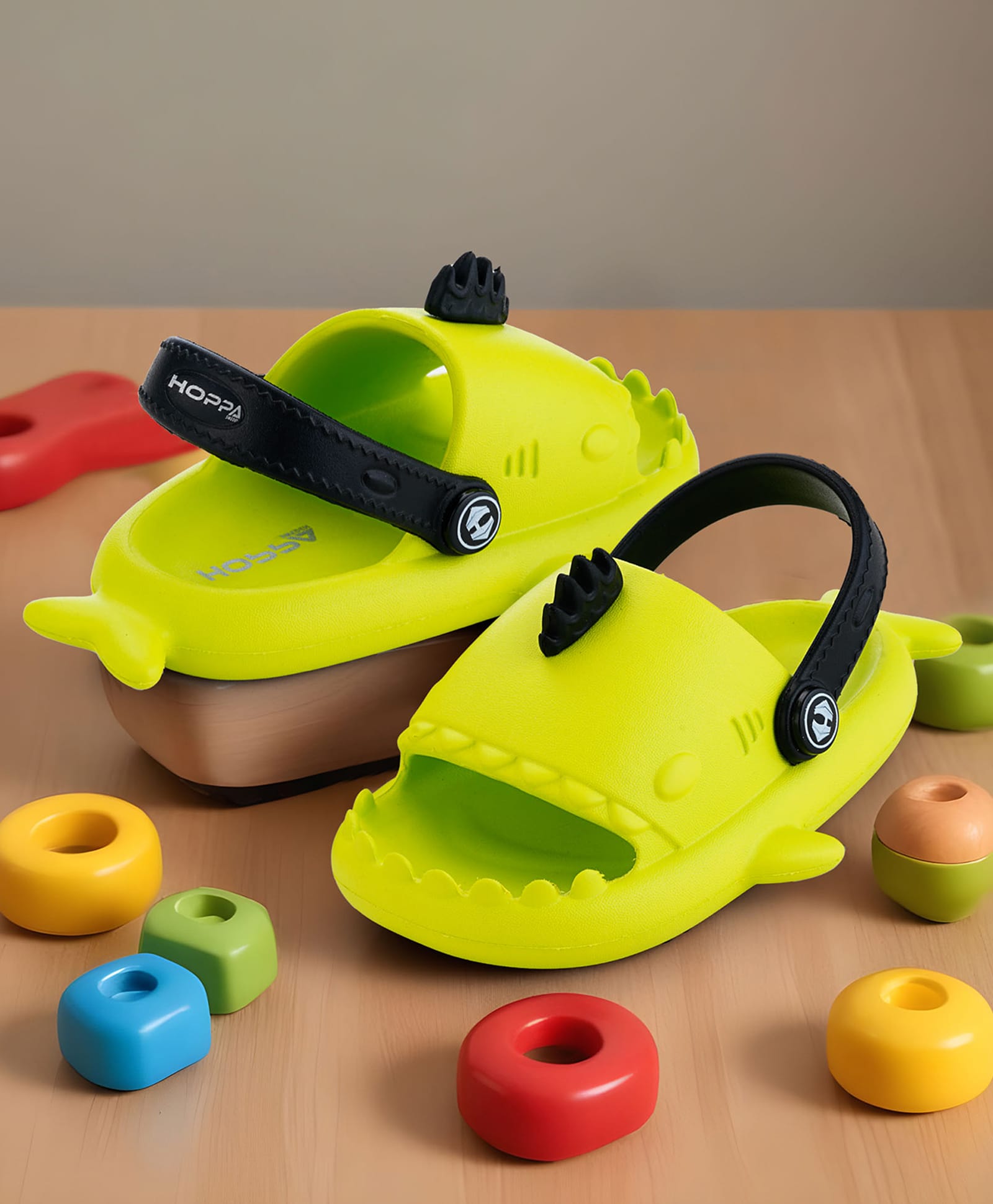 HOPPA SWEDEN Fish Designed Slingback Clogs - Neon Green & Black-picture-11