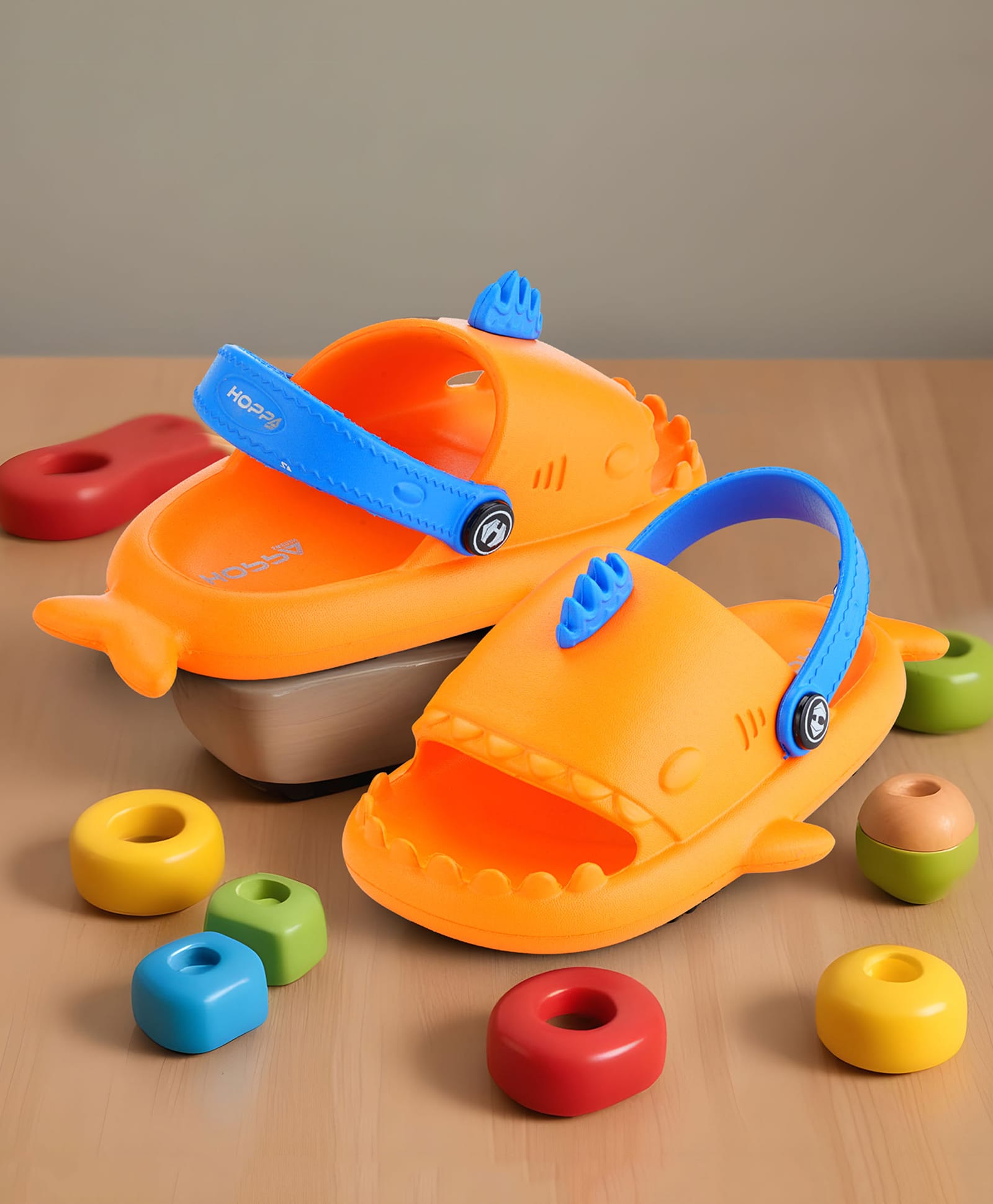 HOPPA SWEDEN Fish Designed Slingback Clogs - Orange & Royal Blue-picture-16
