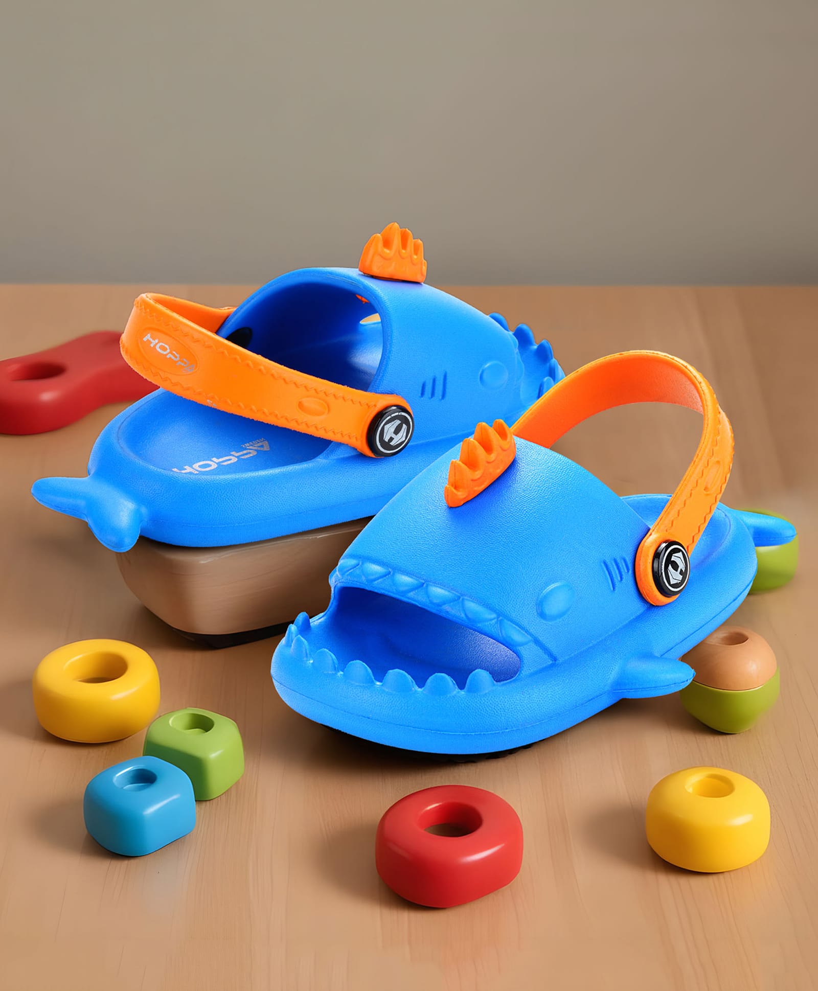 HOPPA SWEDEN Fish Designed Slingback Clogs - Royal Blue & Orange-picture-21
