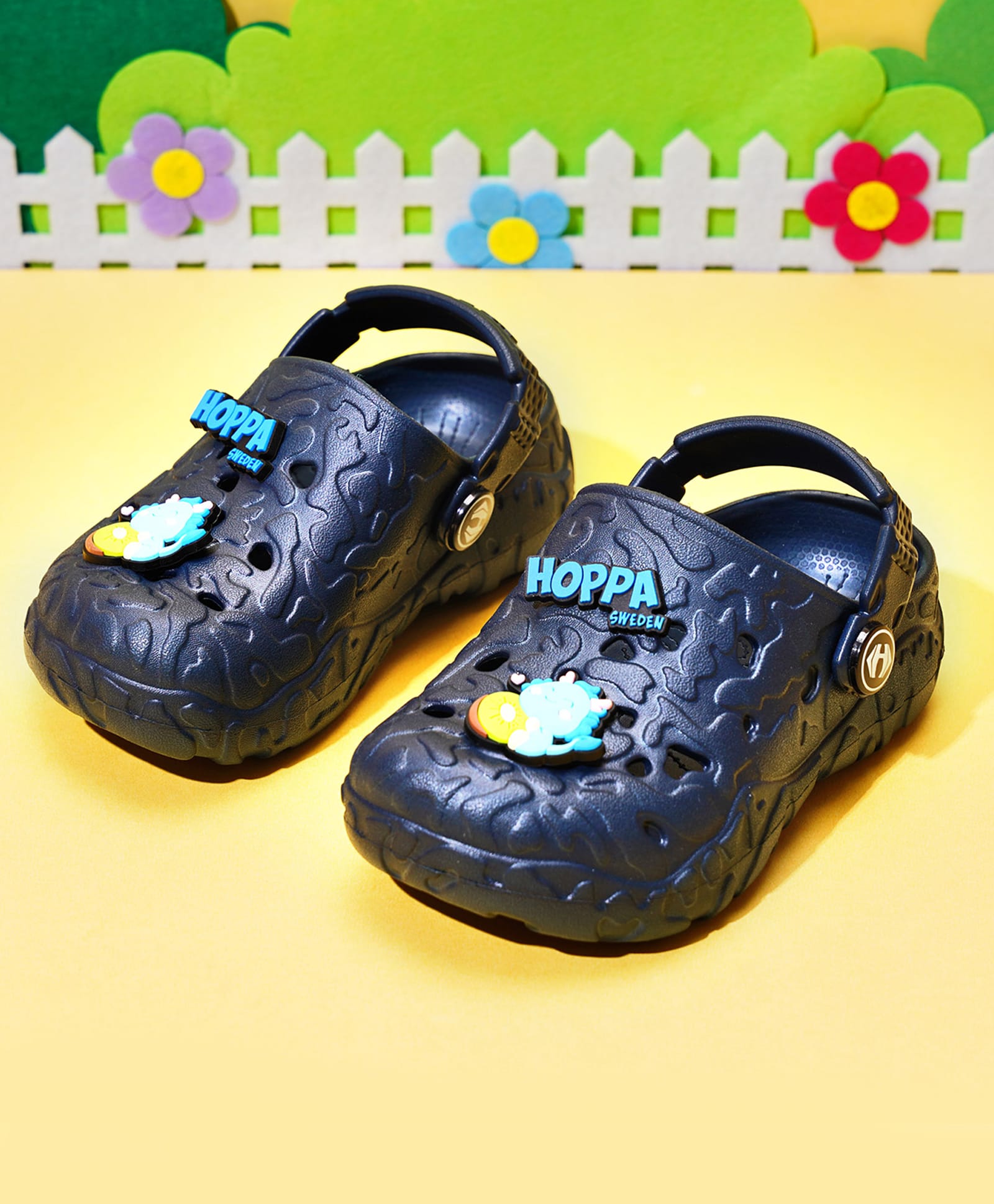 HOPPA SWEDEN Perforated Clogs With Cartoon Charms - Navy Blue-image-20
