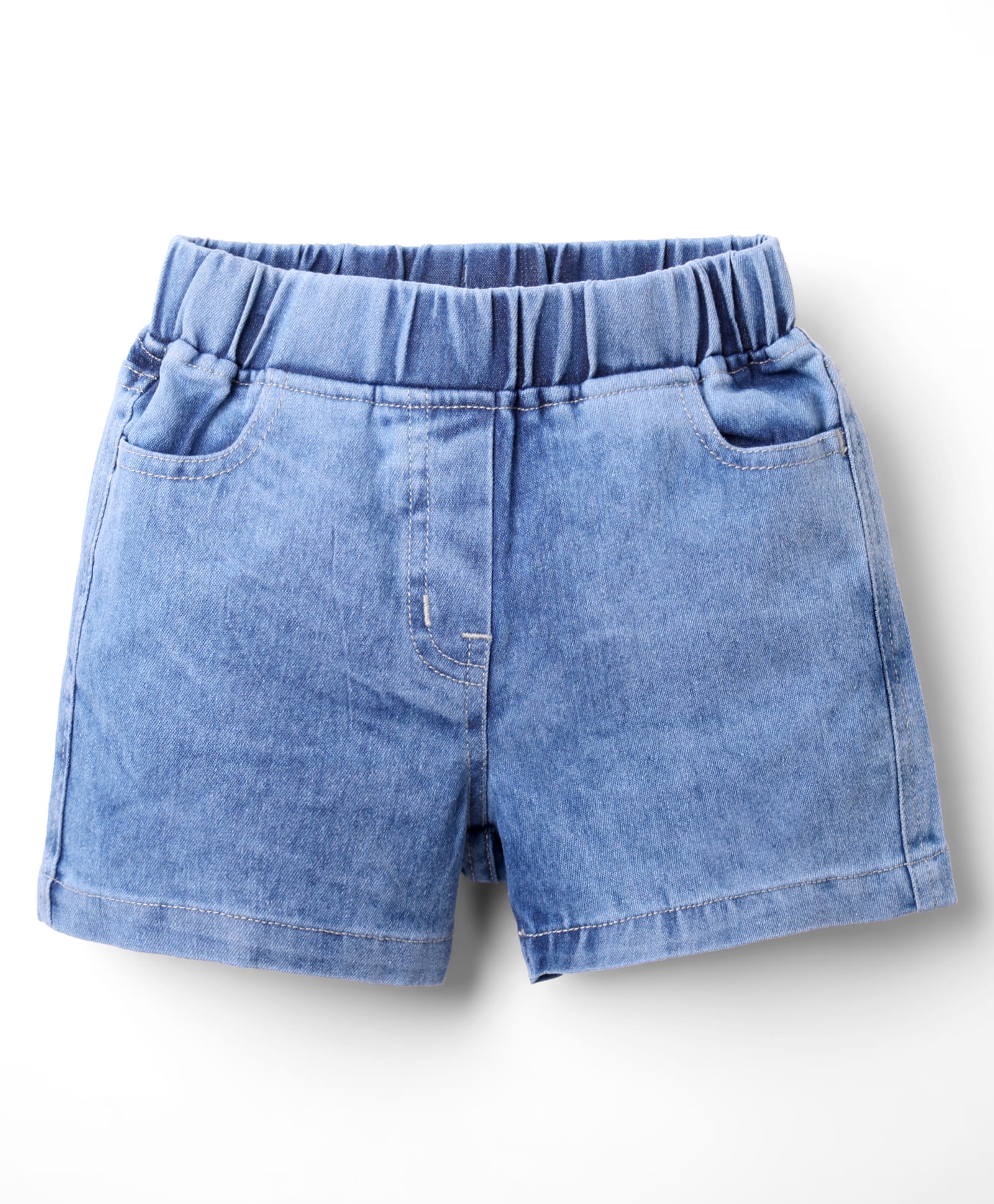 kookie kids india Kookie Kids Denim Solid Coloured Shorts With Two Pockets & Elasticated Waist -Light Blue-picture-21