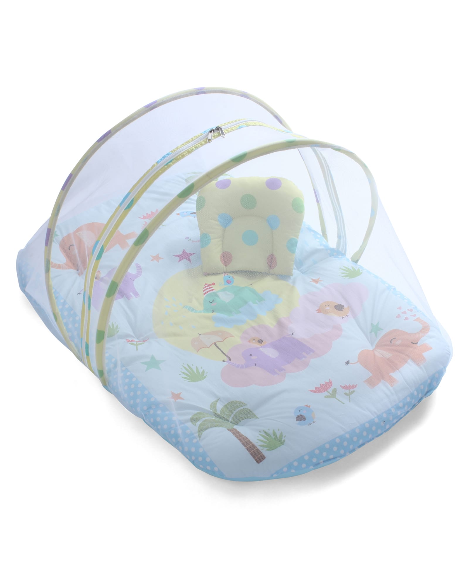 Babyhug Cotton Mosquito Net With Mattress Elephant Print - Multicolor| Soft and Comfortable| Easy Access| Foldable & Travel Friendly| New Born Gifting Option| Use on Floor Cribs Cots or Cradle-image-31