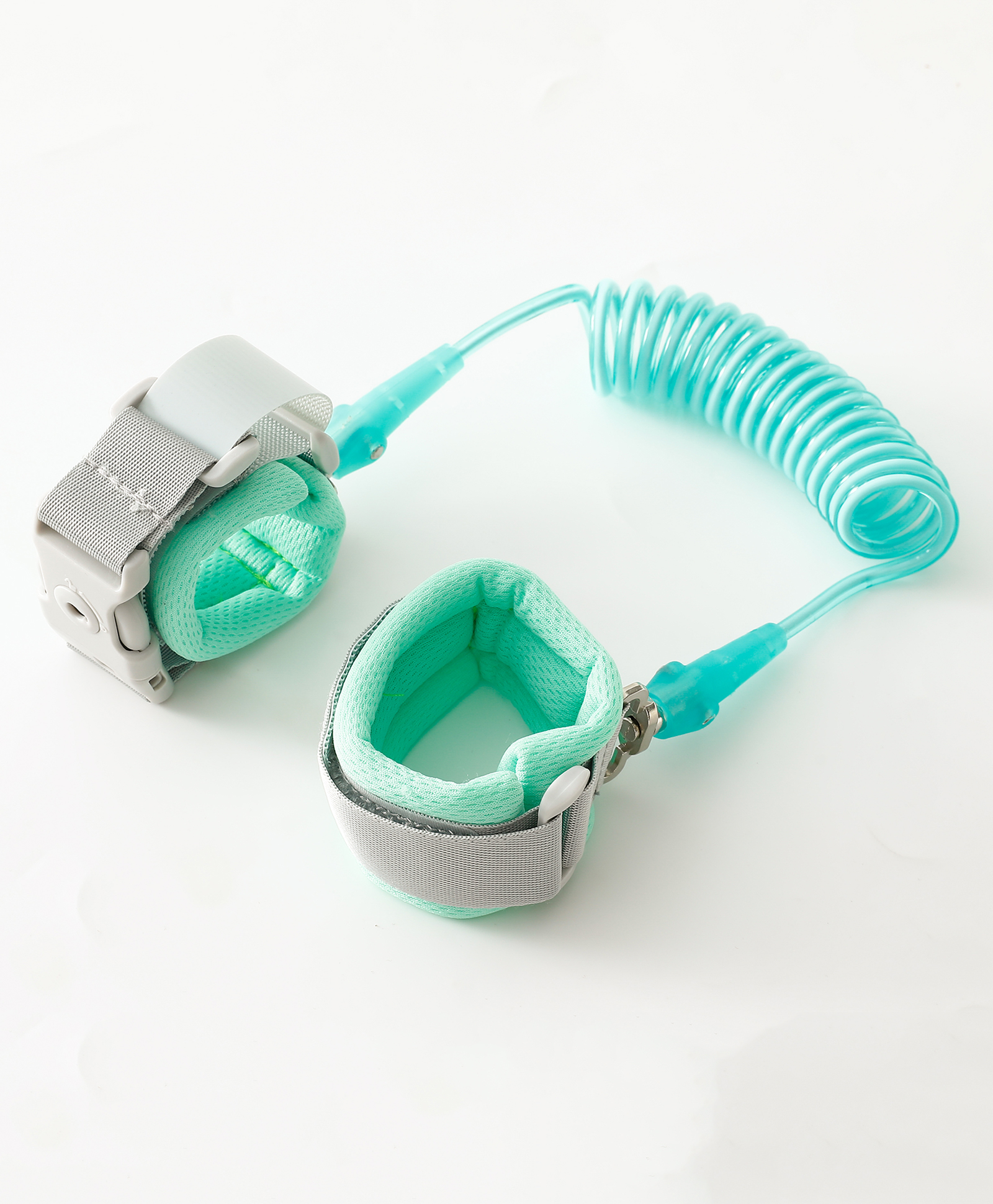 Kids' Safety Wristband Anti-Lost Hand Link with Soft Cushion Strap - Sea Green| Toddler Wrist Leash for Outdoor Safety| PU Coated Steel Wire| 360° Rotation| Quick Release Buckle-image-2