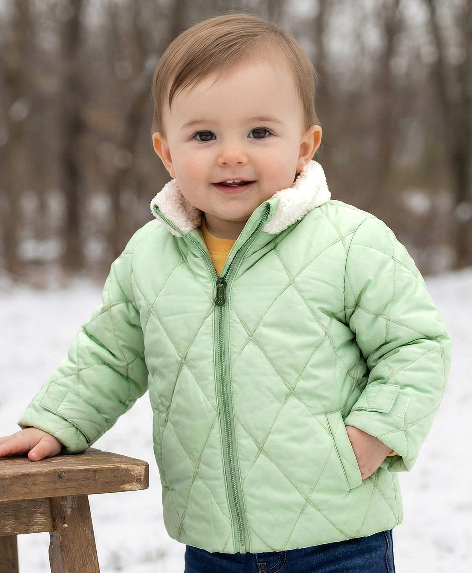 Babyoye Woven Full Sleeves Quilted Padded Jacket - Light Green-image-28
