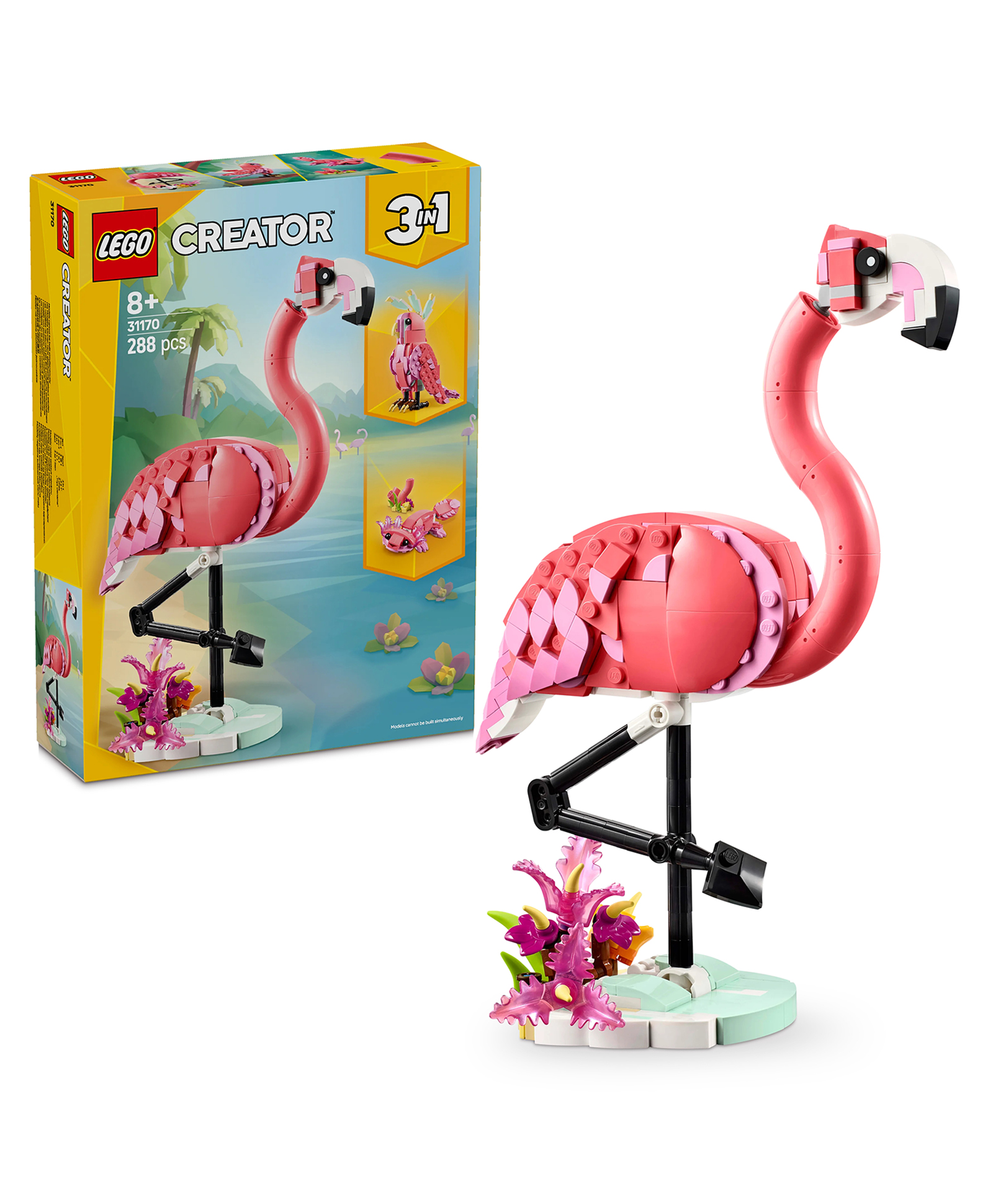 LEGO Creator 3in1 Wild Animals: Pink Flamingo Animal Toy Playset 288 pieces-31170-image-9