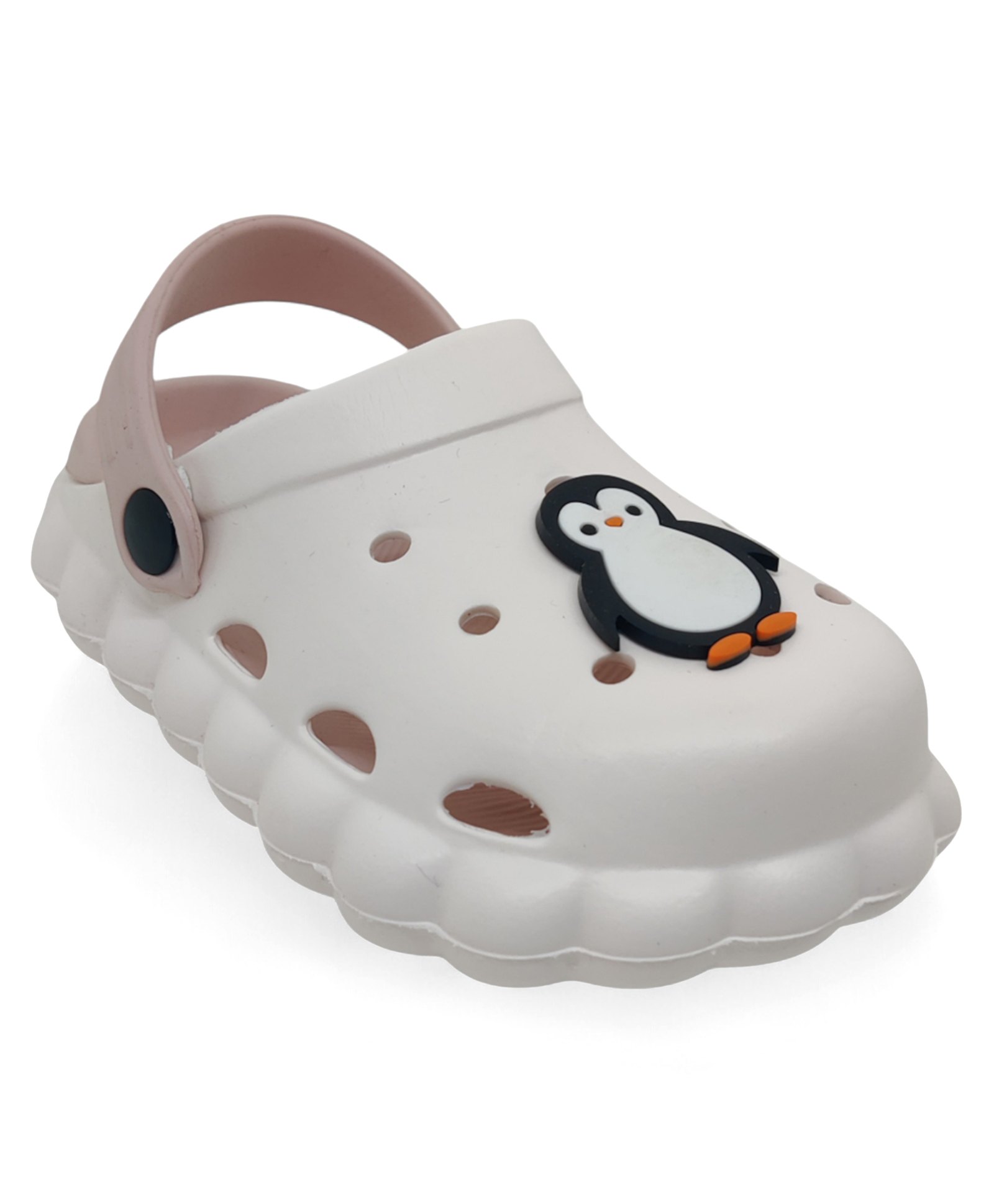 Lil Lollipop Penguin Applique Detailed With Back Strap Anti Slip Perforated Clogs - Cream-picture-26