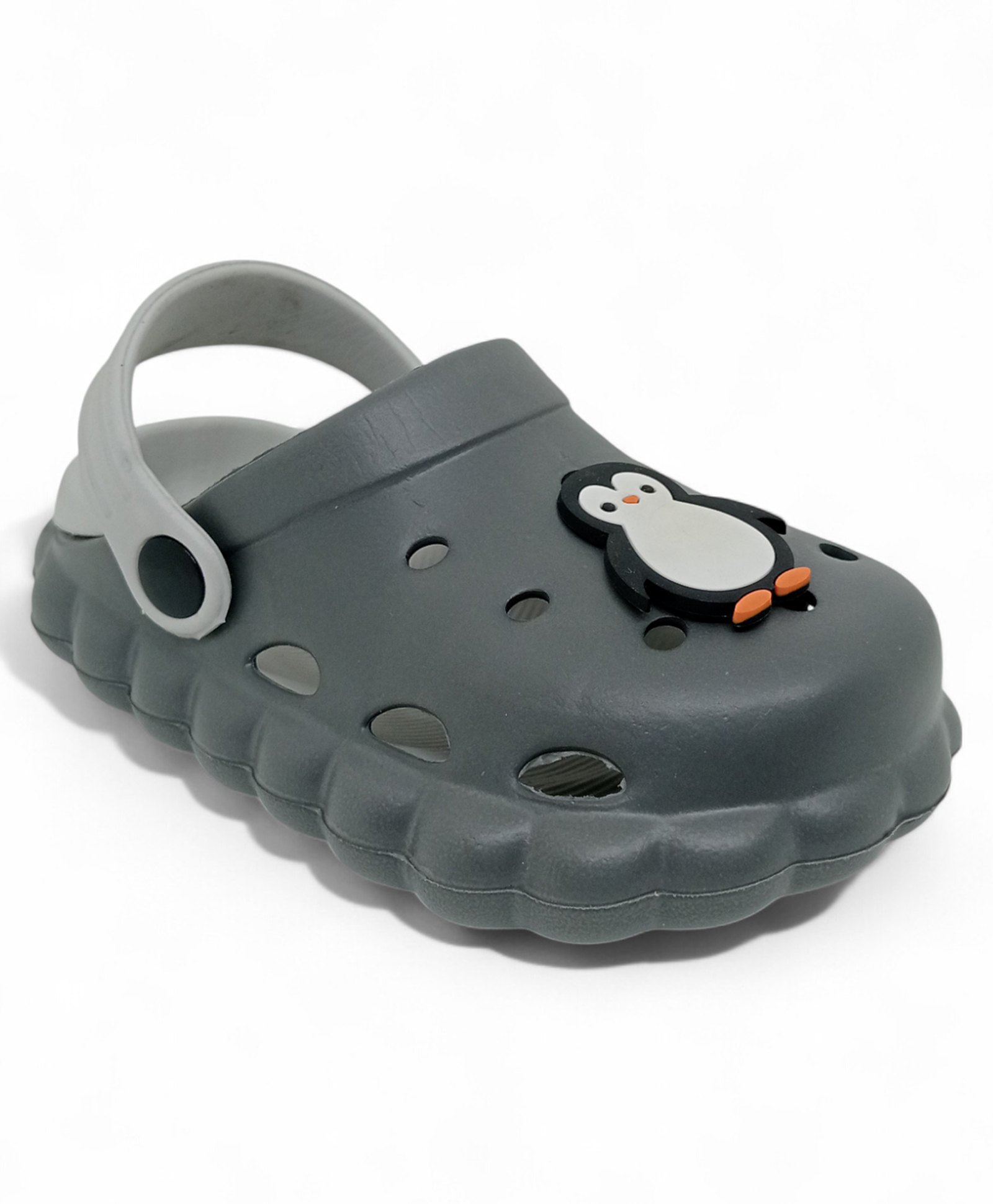 Lil Lollipop Penguin Applique Detailed With Back Strap Anti Slip Perforated Clogs - Grey-picture-28