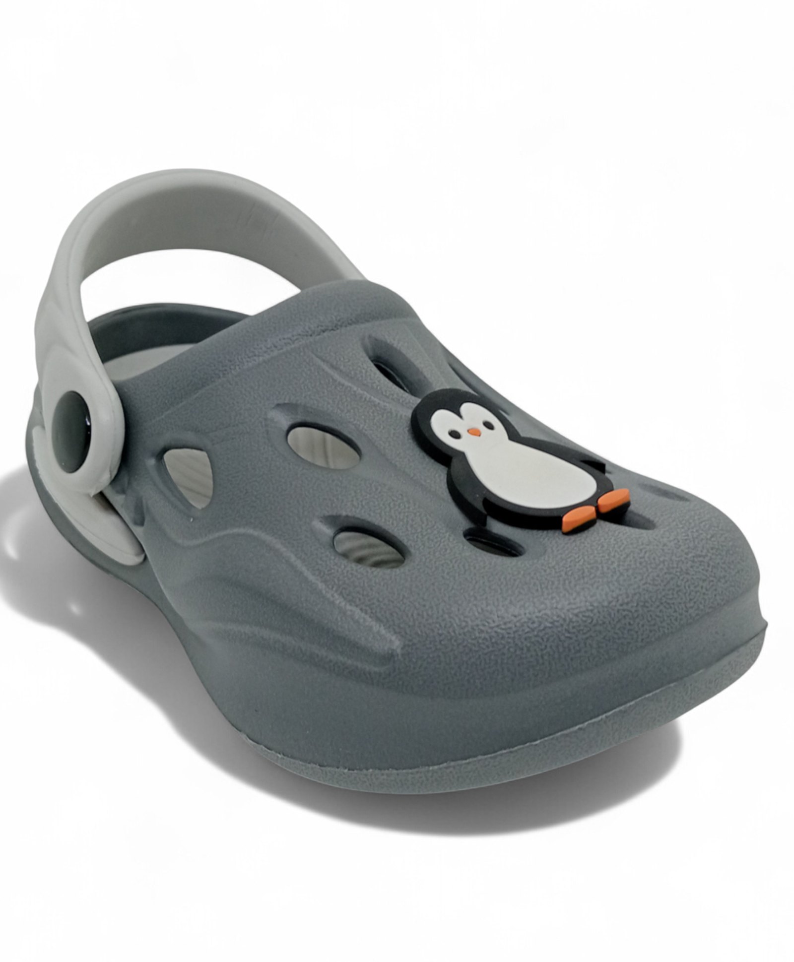 Lil Lollipop Penguin Applique Detailed Perforated Anti Slip Slingback Clogs - Grey-picture-25