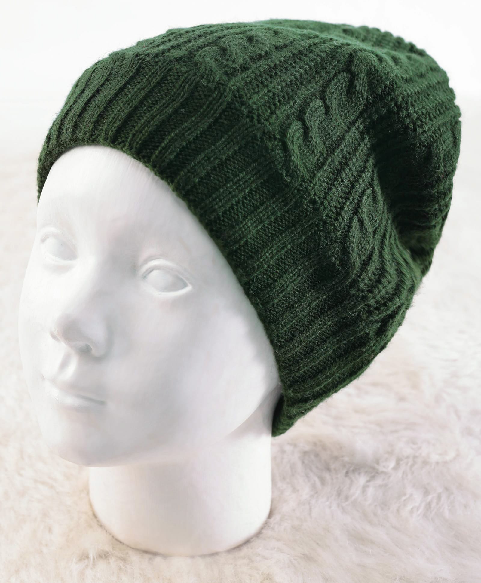 Pine Kids Solid Color Woollen Cap Dark Green- Diameter 20 cm-picture-7