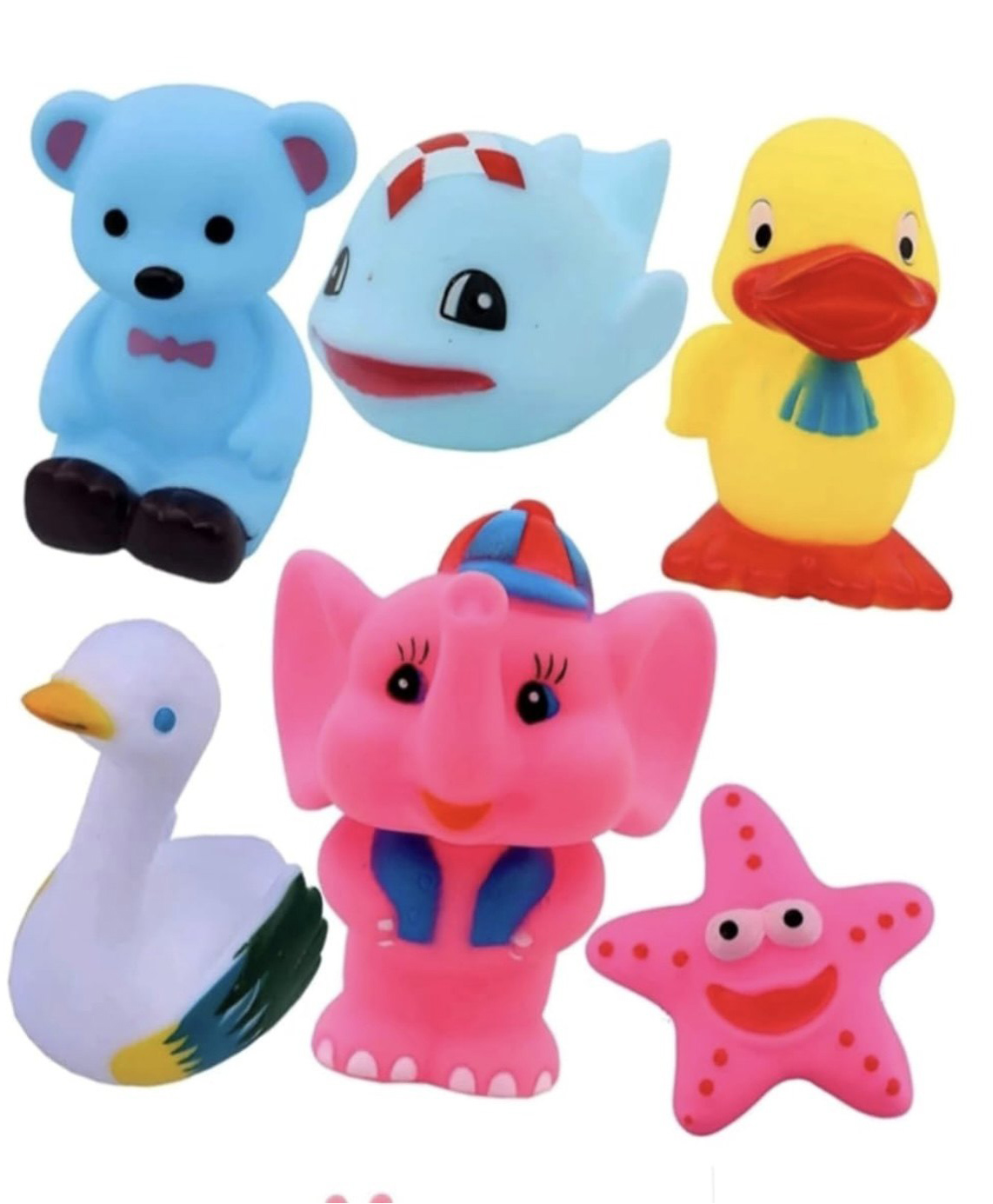 ARCADE TOYS Animal and Bird Shape Chuchu Squeez Bath Baby Toy, Set of 6, Multicolor-picture-4
