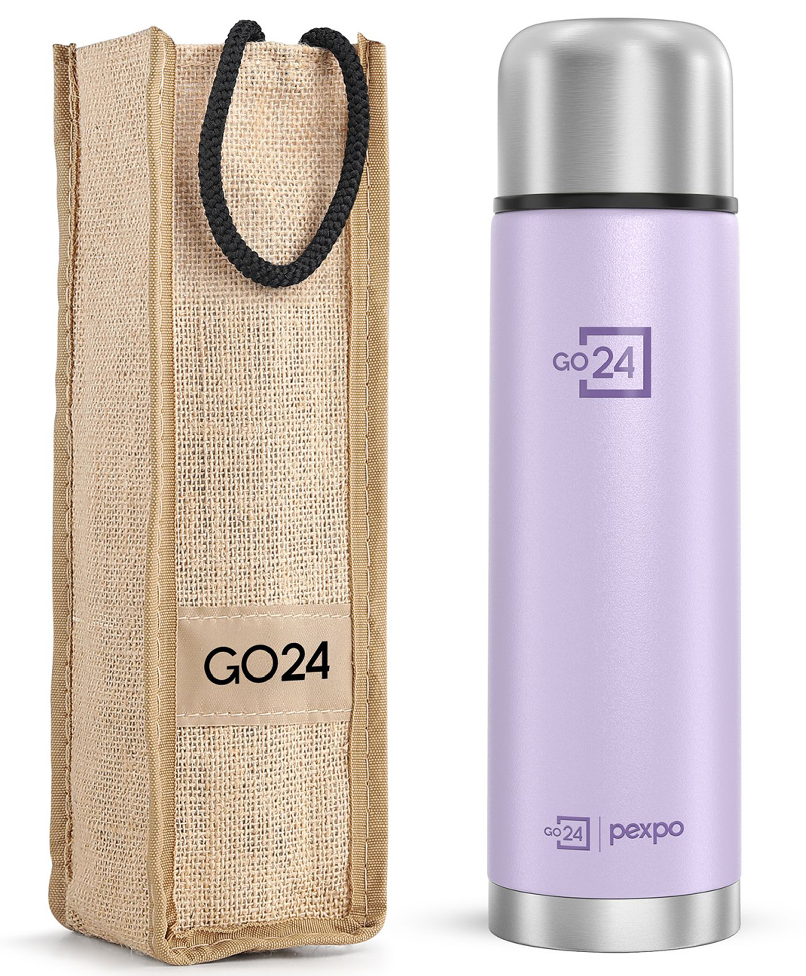 go24 Pexpo Thermosteel Flip Lid Flask Flamingo, 1000ml, Orchid Purple | Stainless Steel Bottle with Jute Bag | Leak Proof | Travelling | School & Trekking | Office | Men, Women & Kids-picture-28