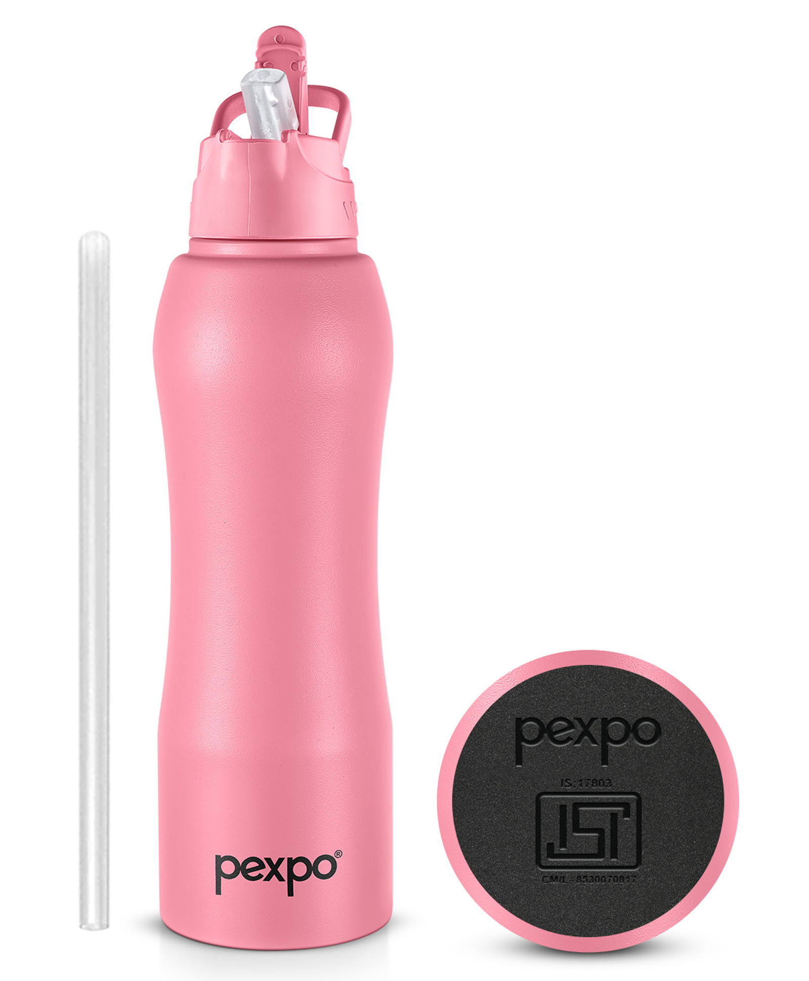 PEXPO Belly ISI Certified Stainless Steel Water Bottle with Straw Lid Sipper Cap, 750 ML | Candy Pink | Single Wall Fridge Bottle| Easy Grip | Bottles for Home, Office, Gym, School, Yoga & Trek-image-12