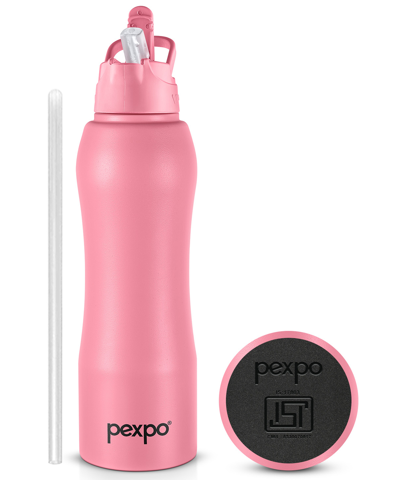 PEXPO Belly ISI Certified Stainless Steel Water Bottle with Straw Lid Sipper Cap, 1000 ml | Candy Pink | Single Wall Fridge Bottle| Easy Grip | Bottles for Home, Office, Gym, School, Yoga & Trek-image-11