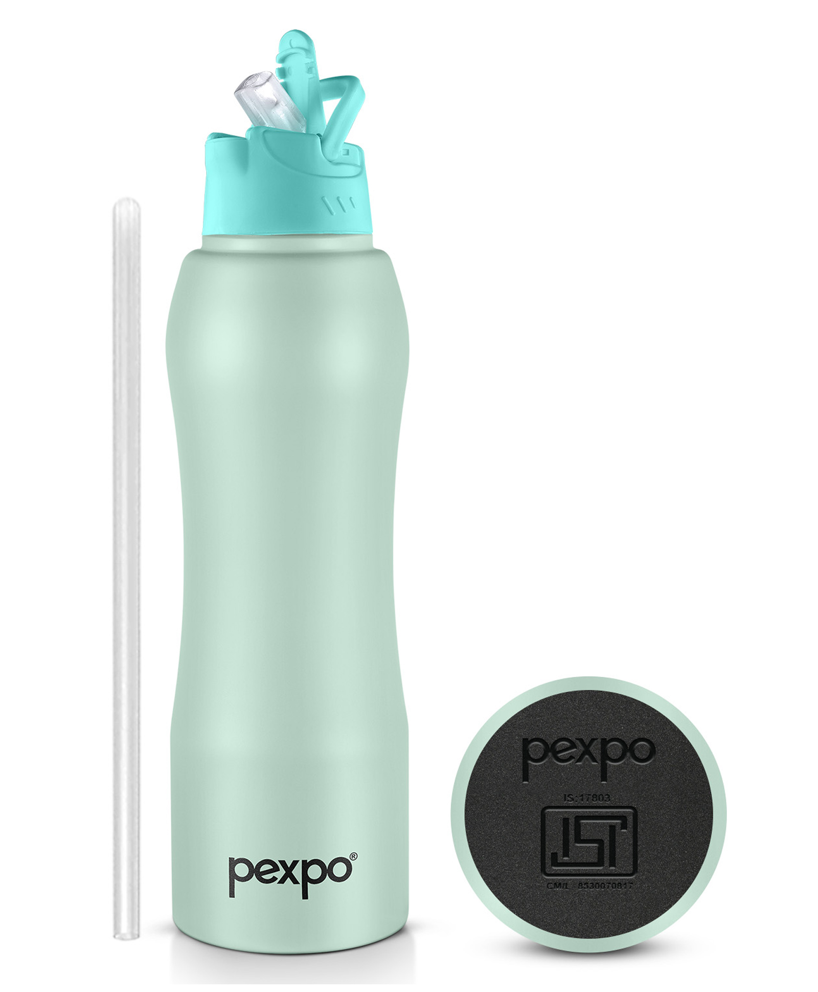 Pexpo Belly Pro ISI Certified Stainless Steel Water Bottle with Straw Lid Sipper Cap, 1000 ML | Sea Green | Single Wall Fridge Bottle | Bottles for Home, Office, Gym, School, Yoga & Trek-image-14