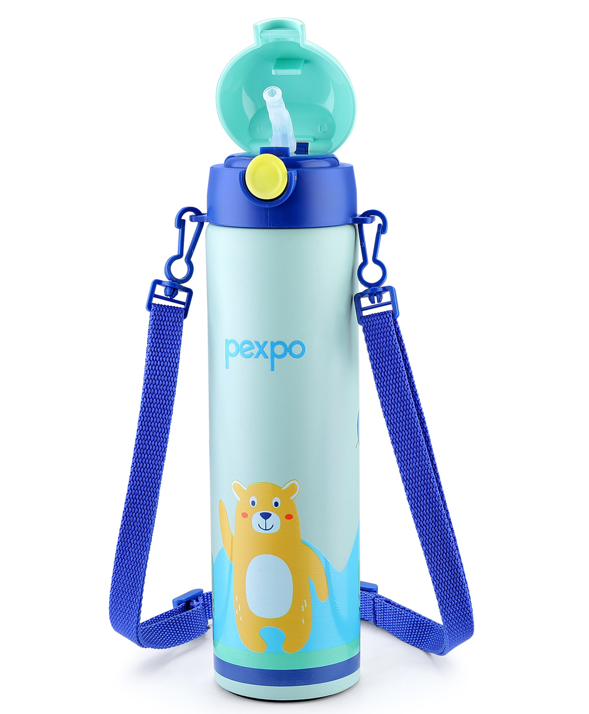Pexpo Pixy 470 ml Cute Design |Hot & Cold Thermoflask - 470ml, Bear Print|Stainless Steel Water Bottle for Kids & Adults|Vacuum Insulated|Portable Handle|Double Wall-image-15